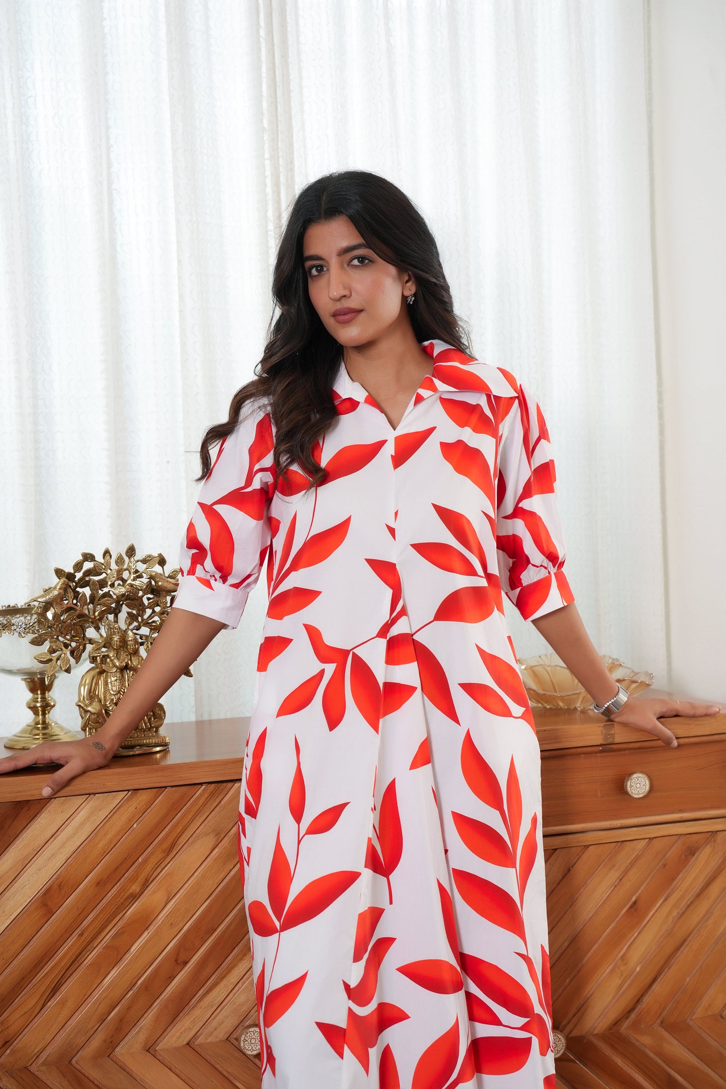 Women Printed Midi Dress – Tropical Vacation Pool Party and Holiday Outfit