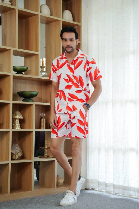 Men Cotton Co Ord Set – Shirt and Shorts for Beach Holiday and Honeymoon