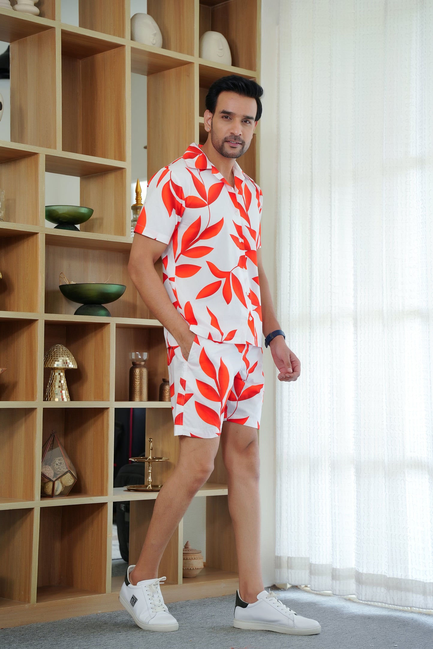 Men Cotton Co Ord Set – Shirt and Shorts for Beach Holiday and Honeymoon