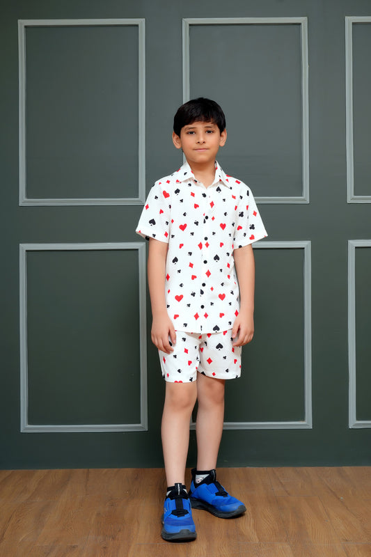 Boys’ Co-ord Set – Shirt & Shorts in Tropical Print