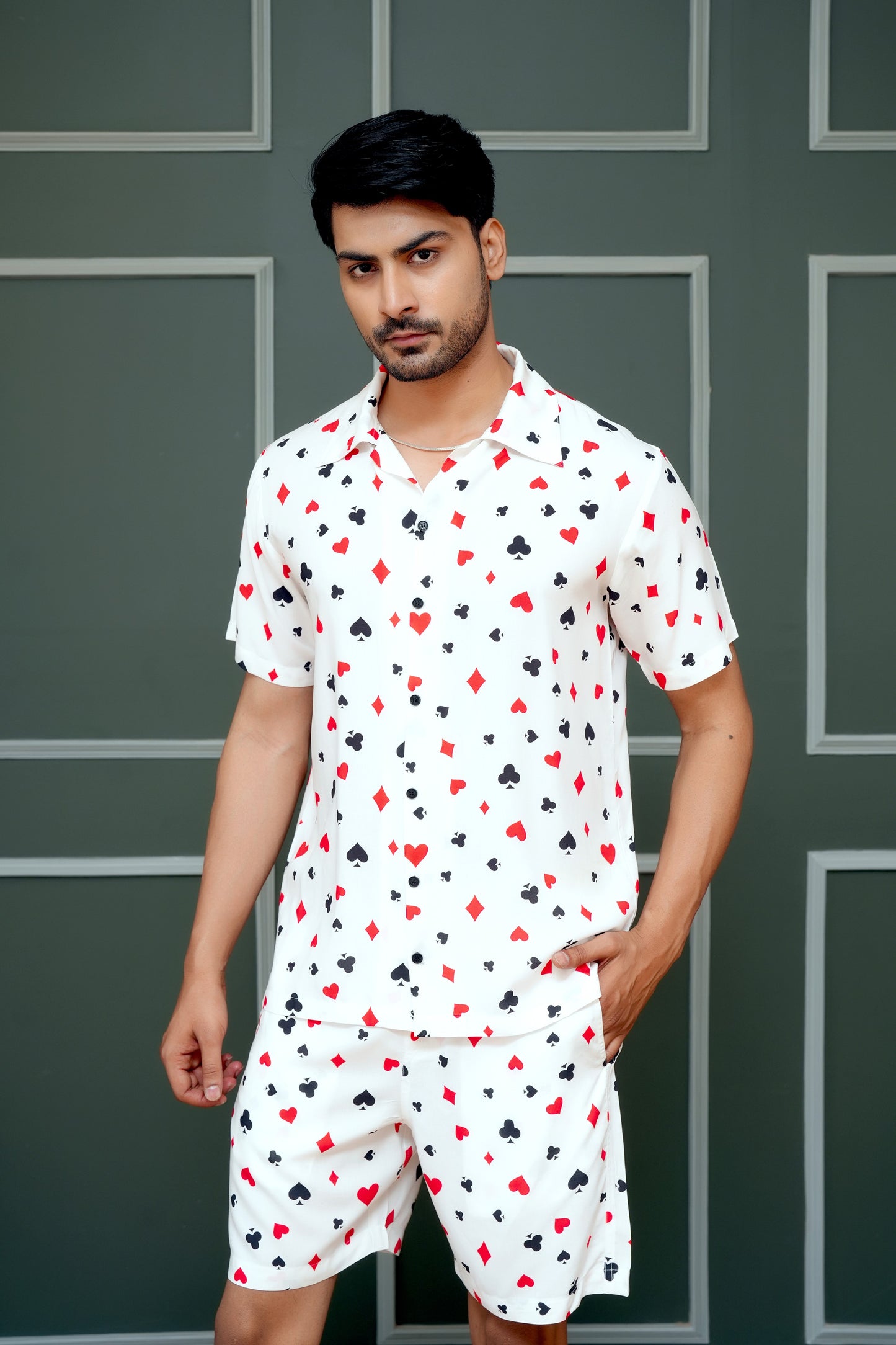 Men’s Matching Shirt and Short Co-ord Set – Printed Statement Look