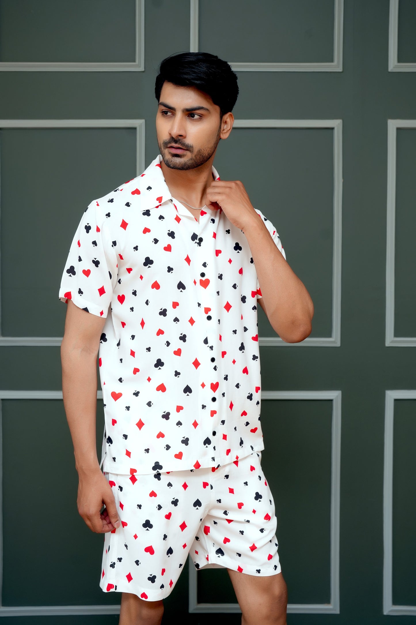 Men’s Matching Shirt and Short Co-ord Set – Printed Statement Look