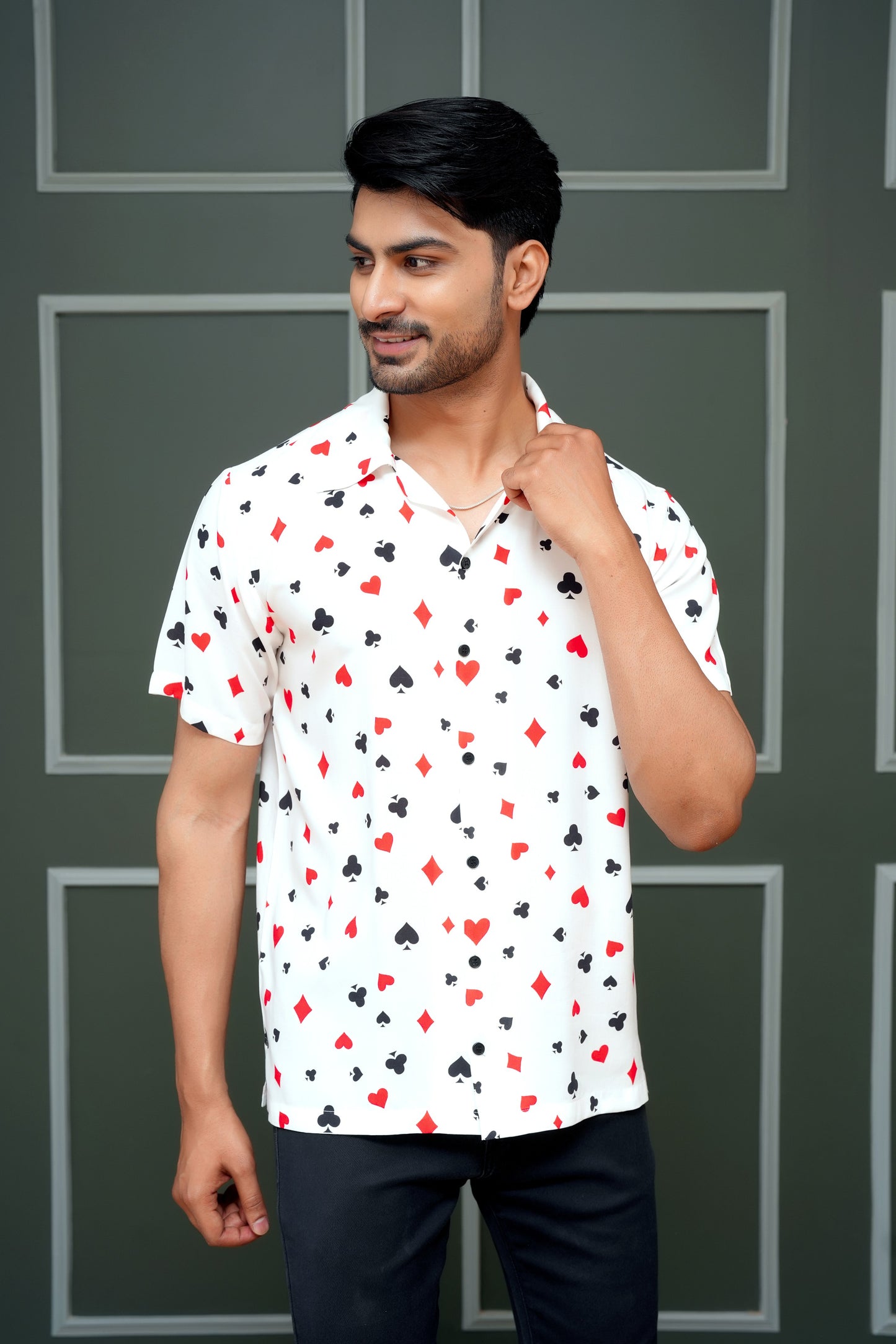 Men’s Printed Shirt – Short Sleeve, Statement Casual