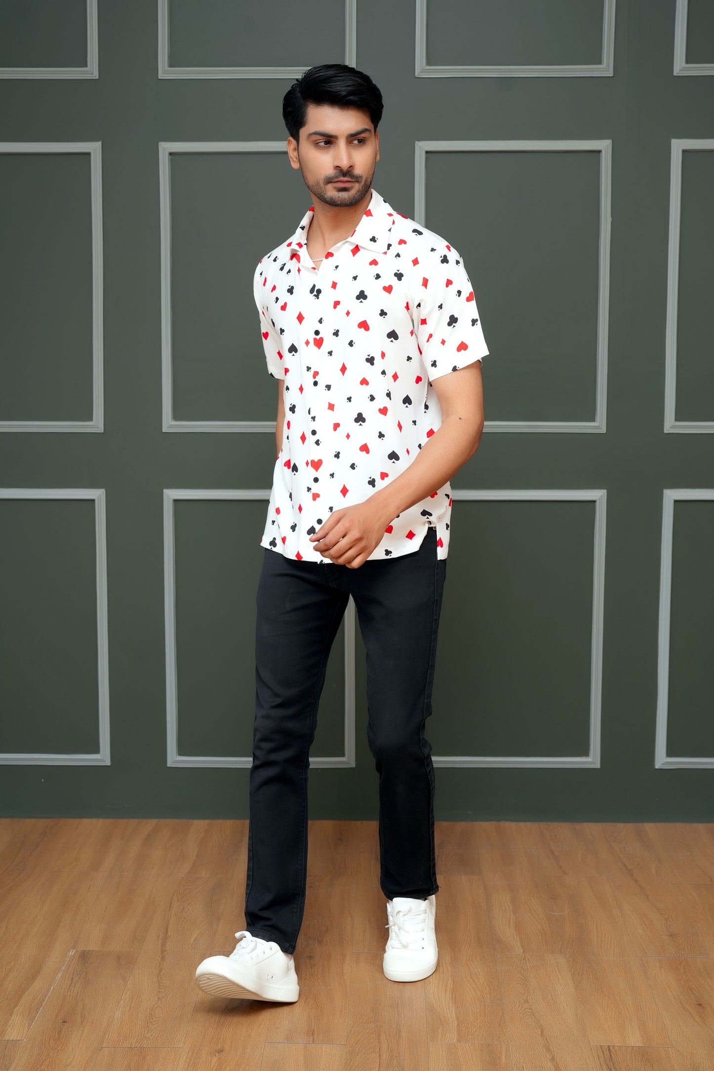 Men’s Printed Shirt – Short Sleeve, Statement Casual