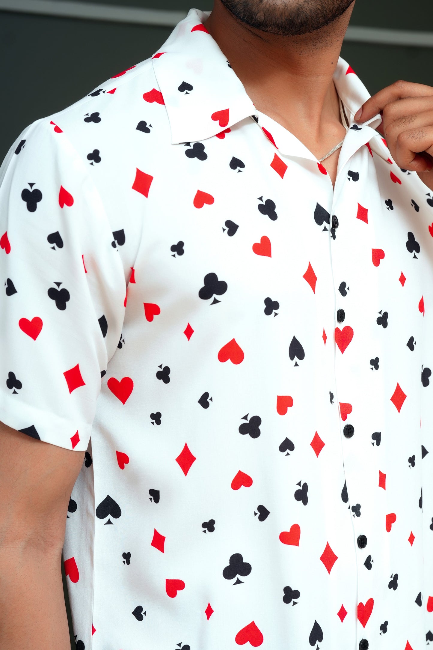 Men’s Printed Shirt – Short Sleeve, Statement Casual