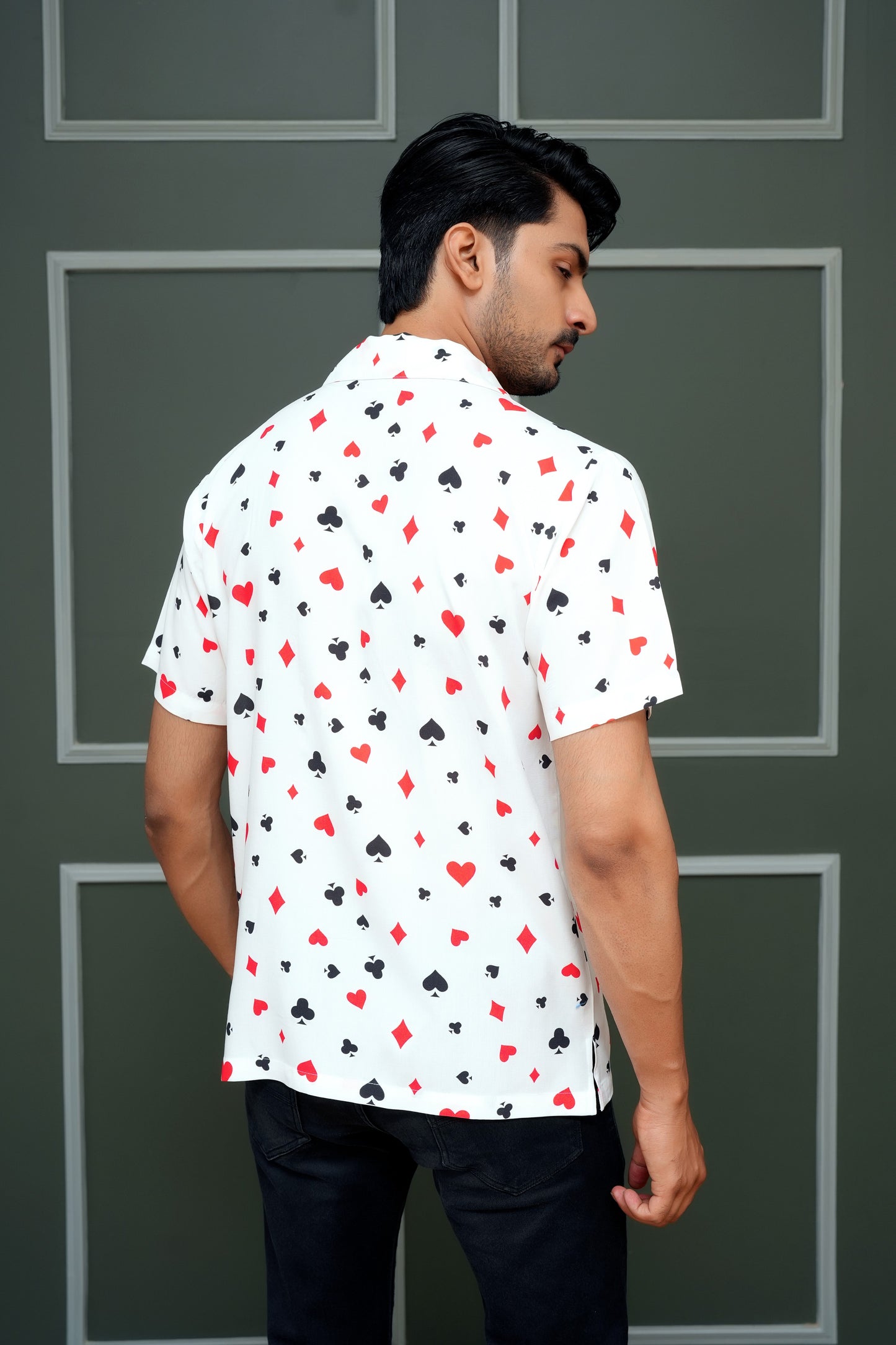 Men’s Printed Shirt – Short Sleeve, Statement Casual