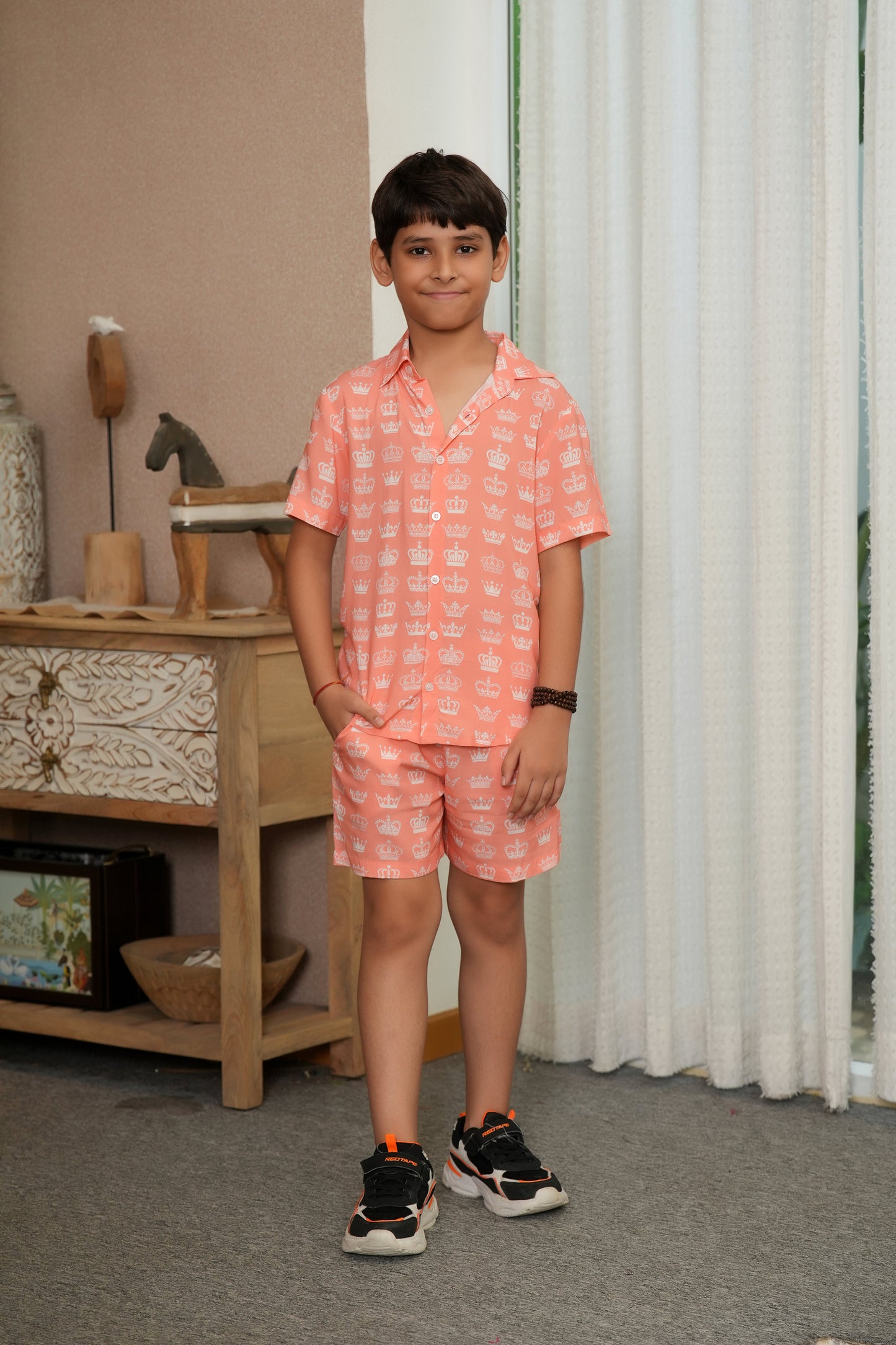 Boys Bright Co Ord Set – Shirt and Shorts Vacation Outfit