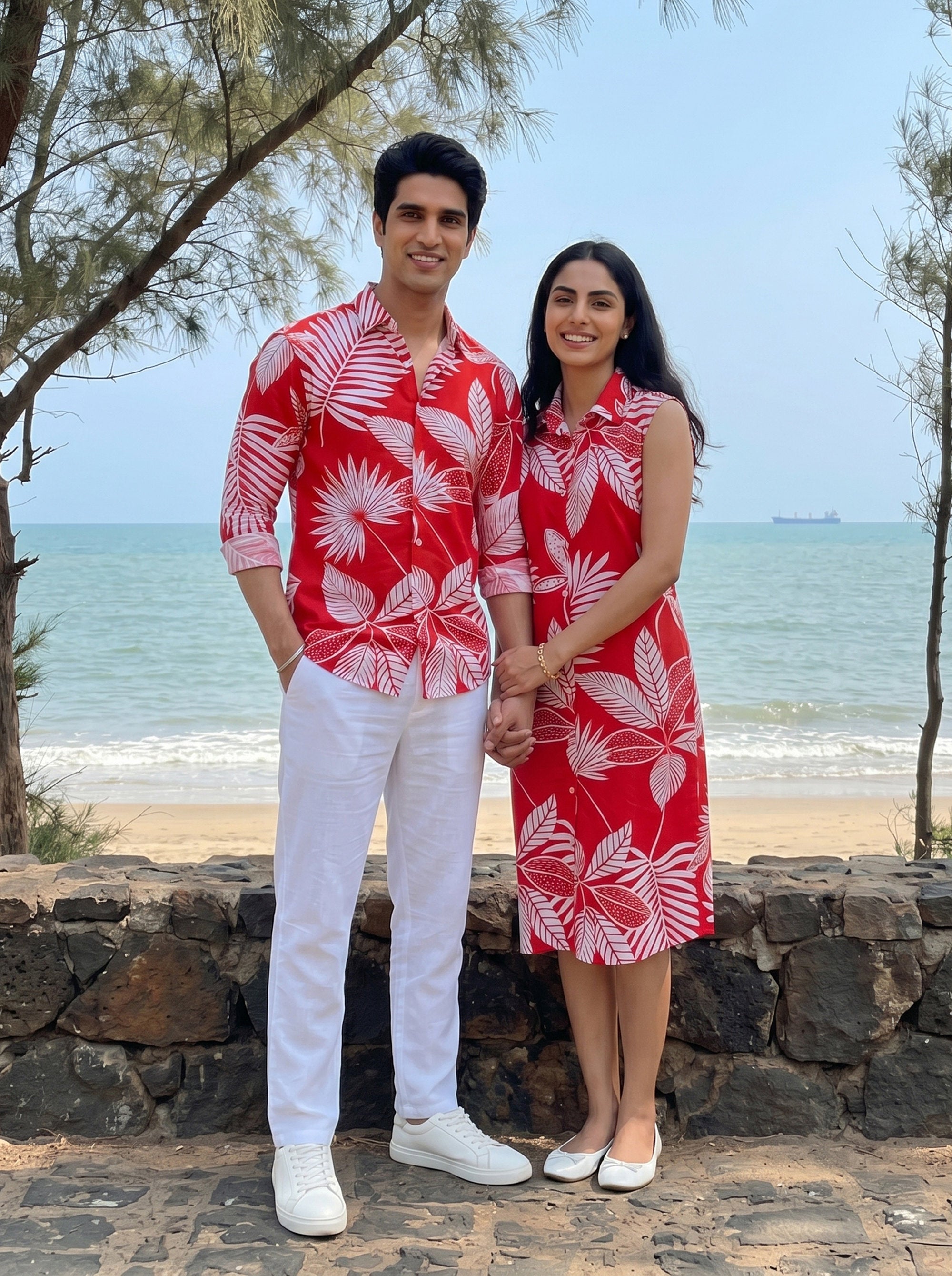 Couple Matching Shirt & Dress – Beach Vacation Outfit