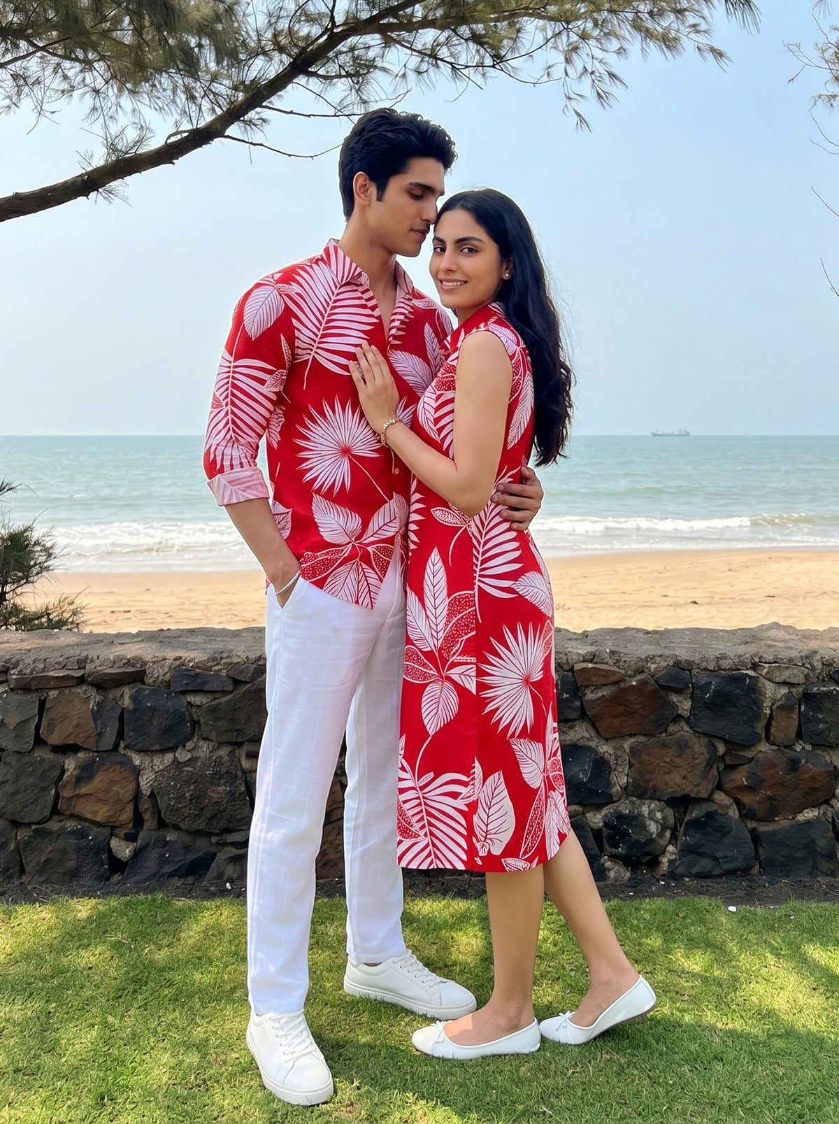 Couple Matching Shirt & Dress – Beach Vacation Outfit