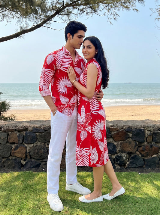 Couple Matching Shirt & Dress – Beach Vacation Outfit