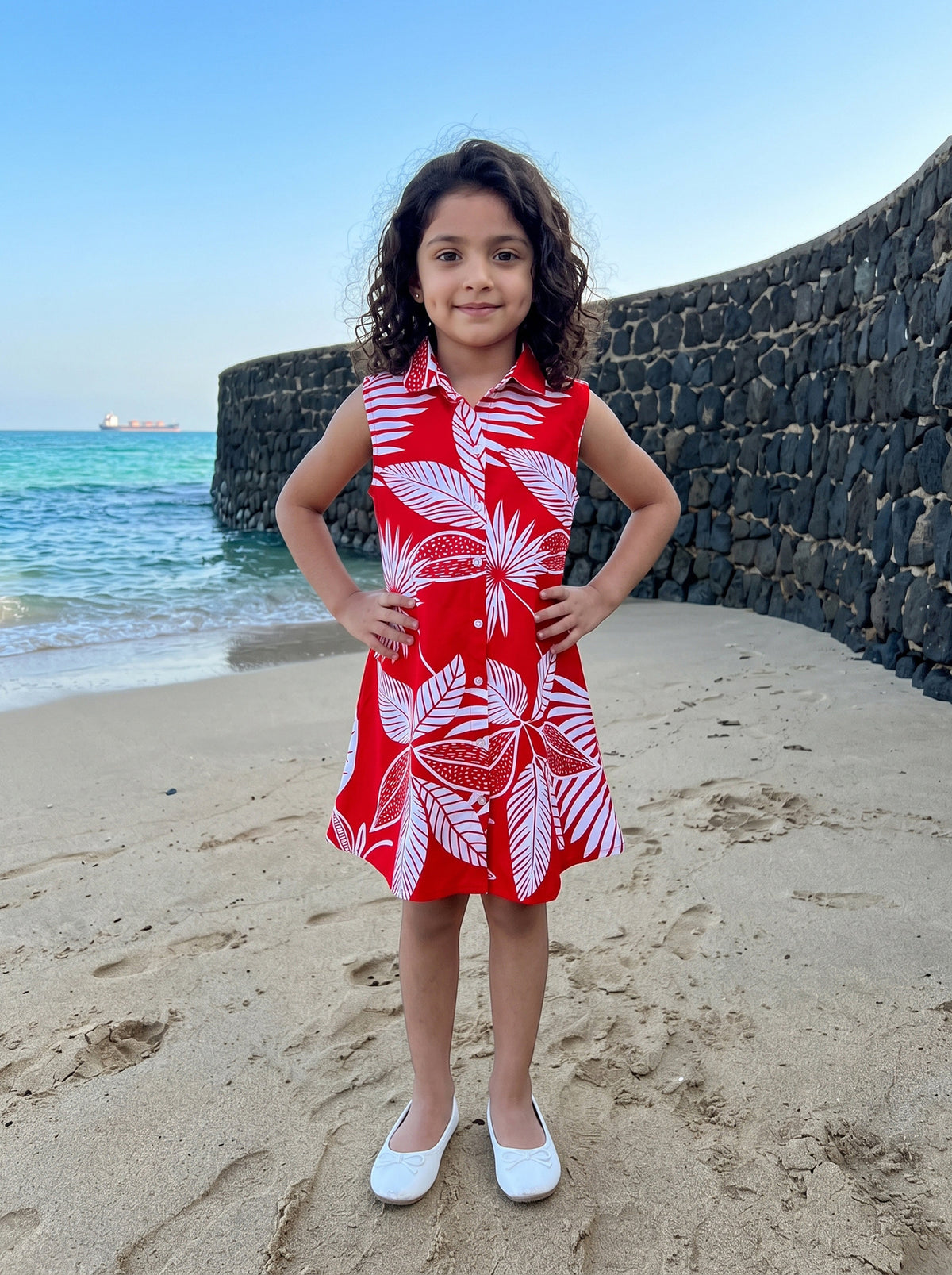 Girl’s A-Line Midi Dress – Summer Vacation & Holiday Wear