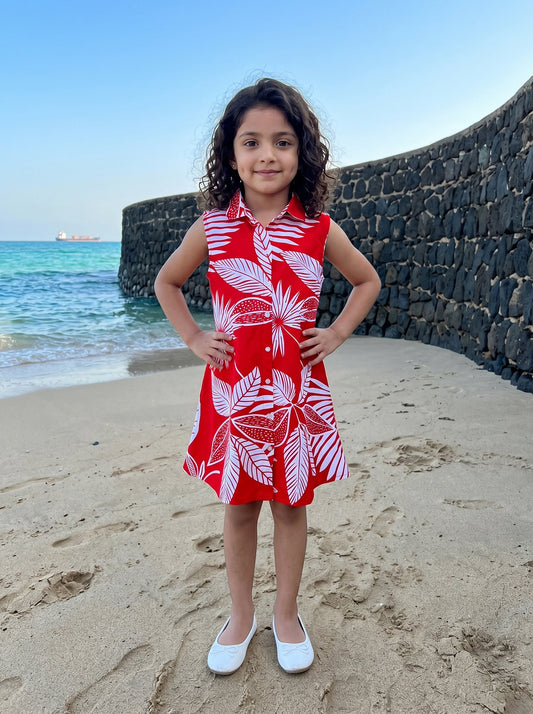 Girl’s A-Line Midi Dress – Summer Vacation & Holiday Wear