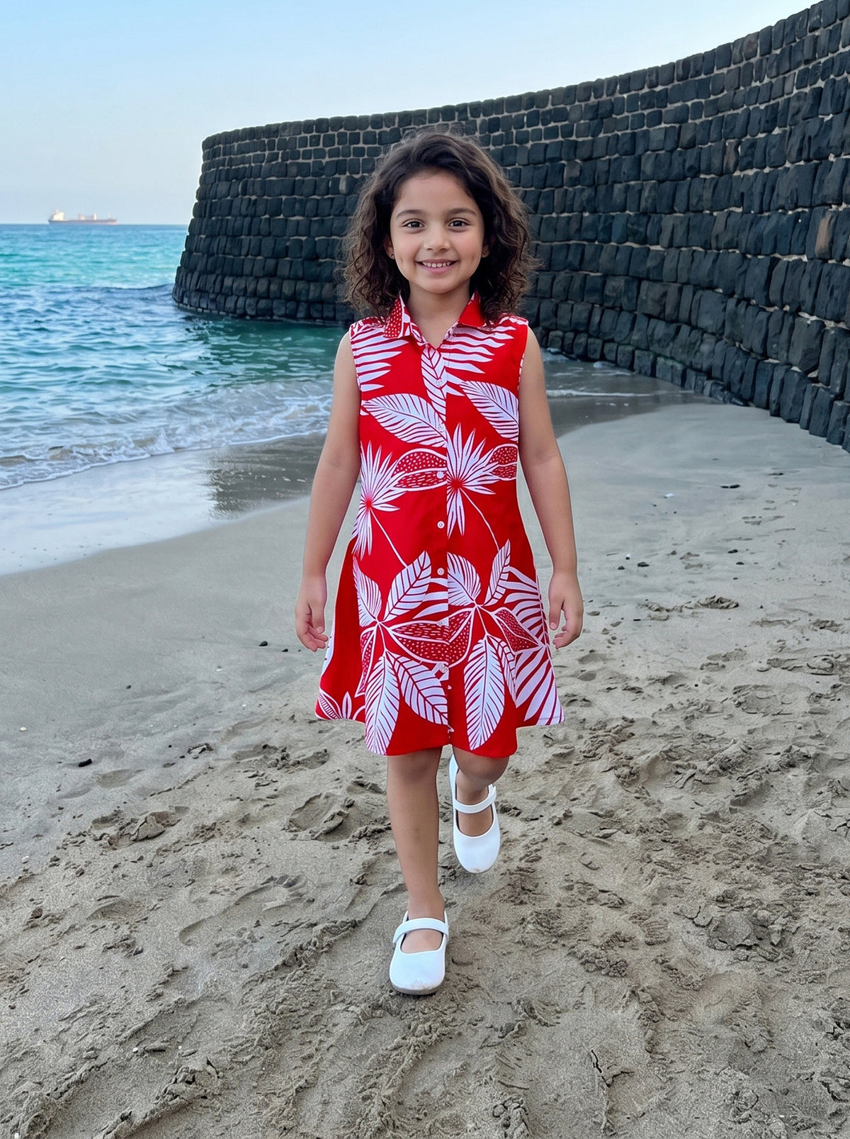 Girl’s A-Line Midi Dress – Summer Vacation & Holiday Wear