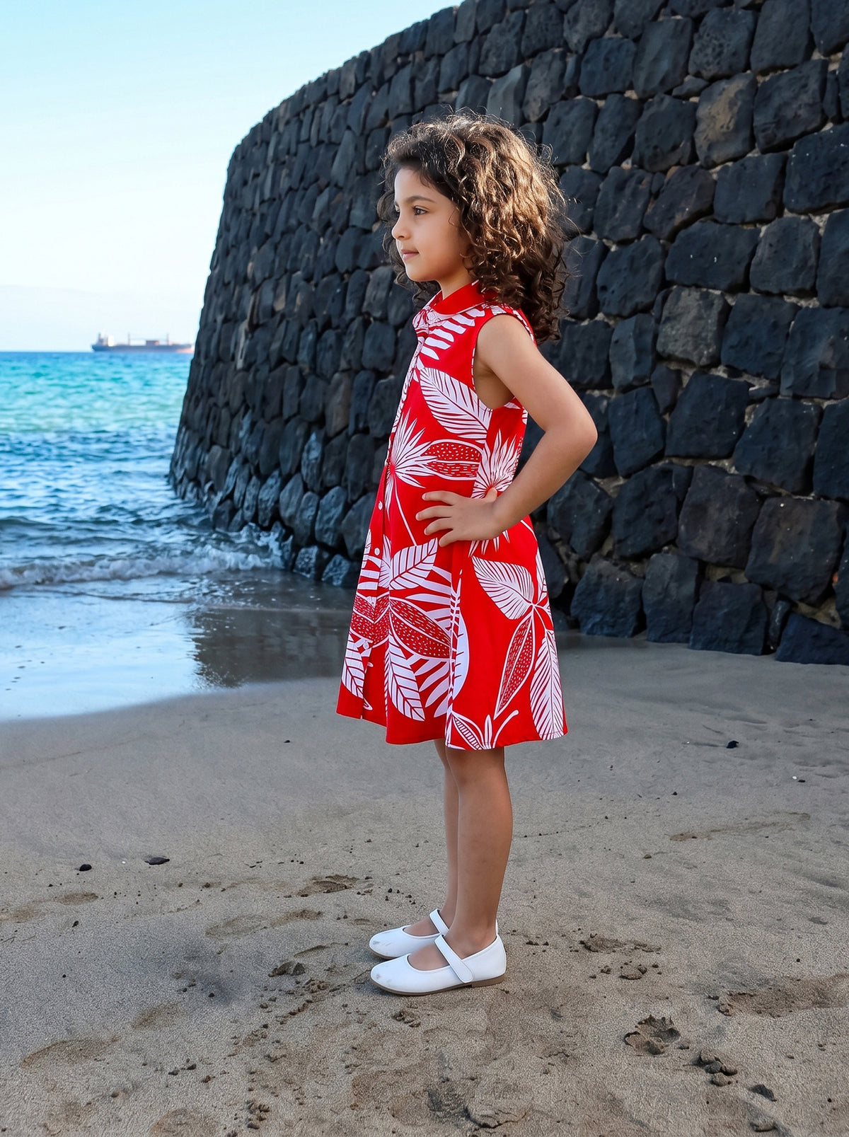 Girl’s A-Line Midi Dress – Summer Vacation & Holiday Wear