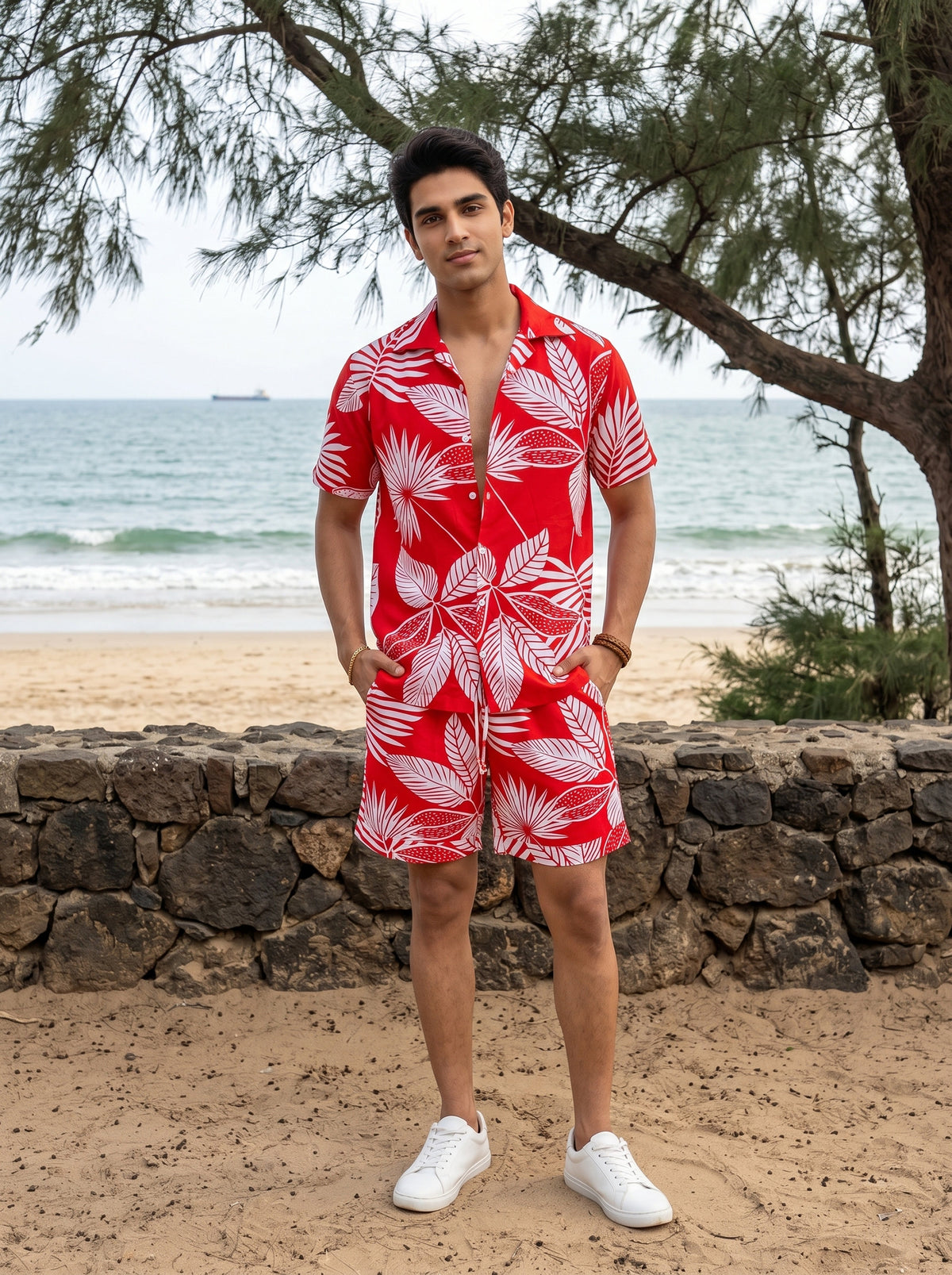 Men’s Tropical Co-Ord Set – Shirt & Shorts for Vacation