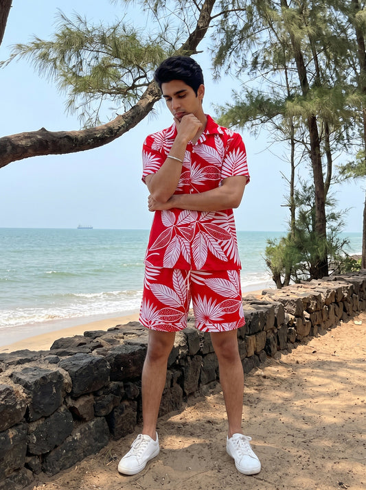 Men’s Tropical Co-Ord Set – Shirt & Shorts for Vacation