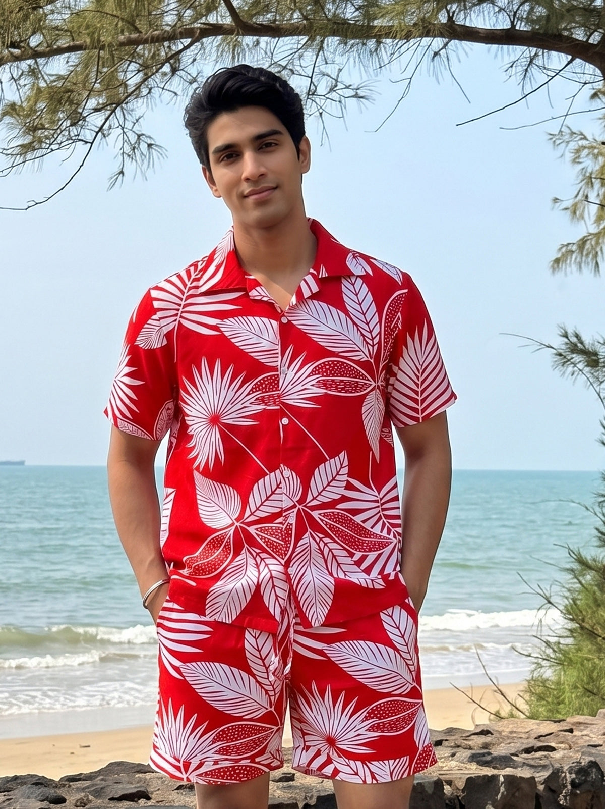Men’s Tropical Co-Ord Set – Shirt & Shorts for Vacation