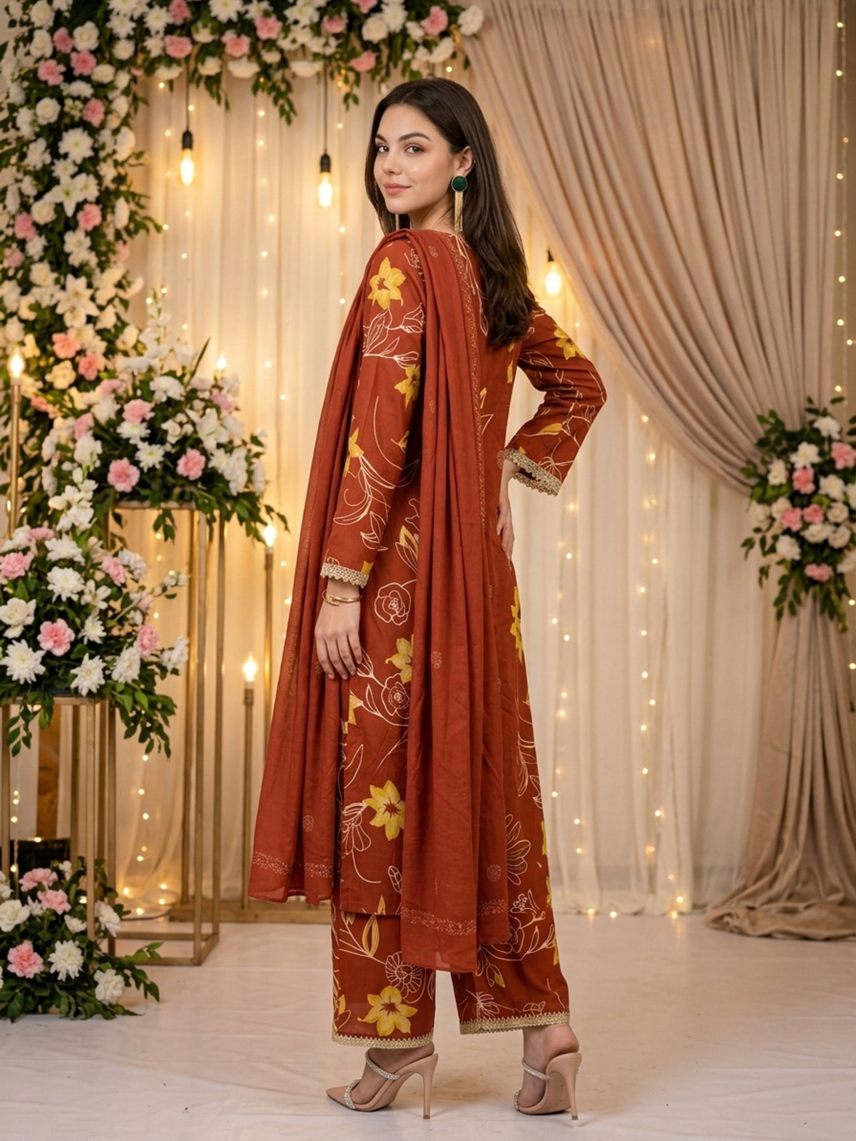 Women’s Cotton  3-Piece Straight Kurta – Festive Ethnic Wear