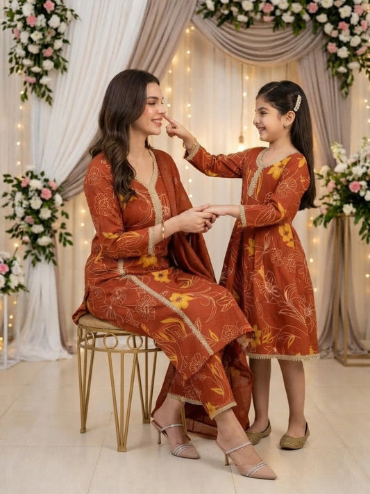 Mother & Daughter Matching Set – Cotton Ethnic Wear