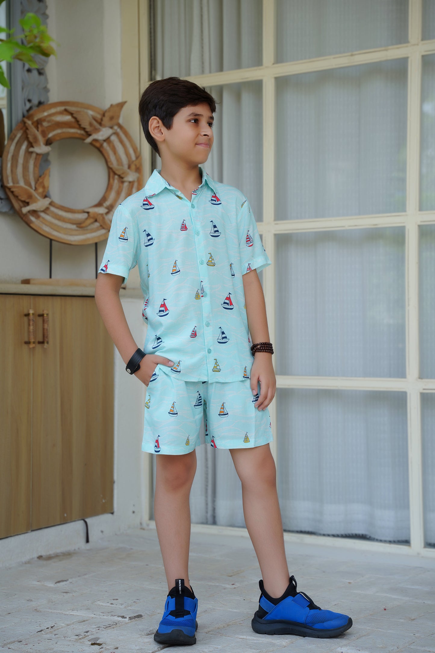 Boys Tropical Co-Ord Set – Beach Vacation Shirt & Shorts for Birthday and Pool Party