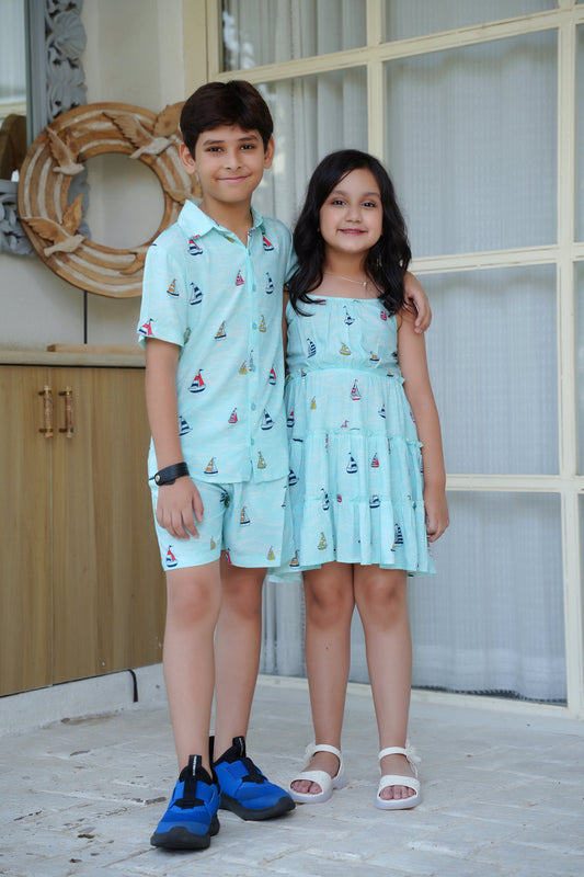 Brother Sister Matching Outfits – Tropical Resort Wear for Beach Vacation and Birthday