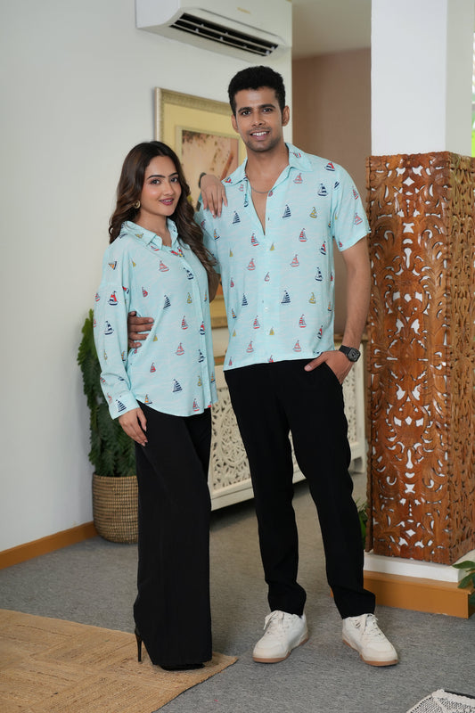 Couple Matching Shirts – Romantic Beach Combo for Honeymoon and Anniversary
