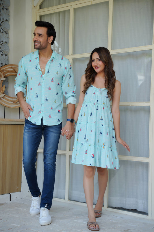 Couple Twinning Dresses – Matching Vacation Outfit for Honeymoon and Pool Party