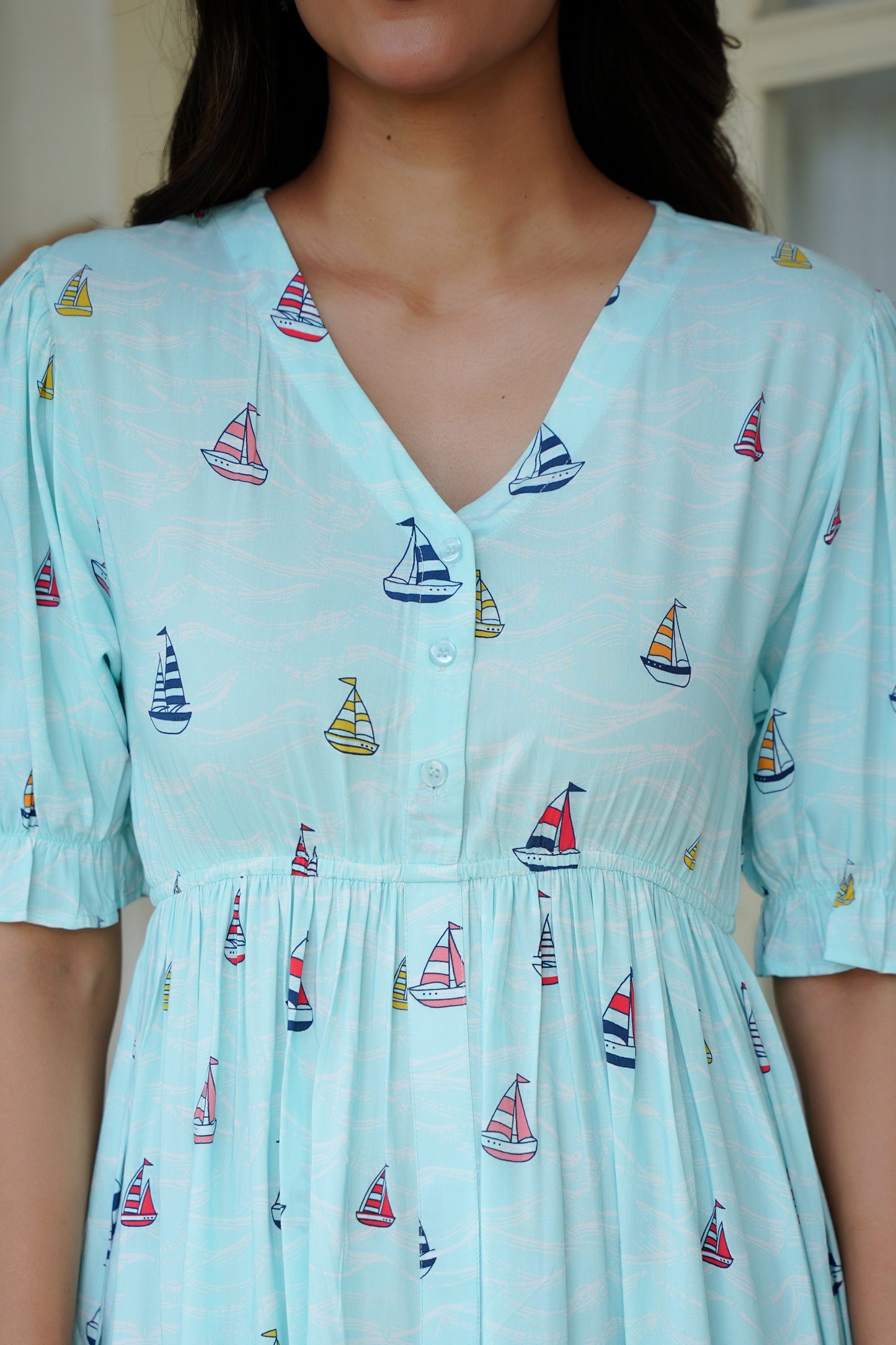 Women Printed Midi Dress – Tropical Vacation Beach and Pool Party Outfit