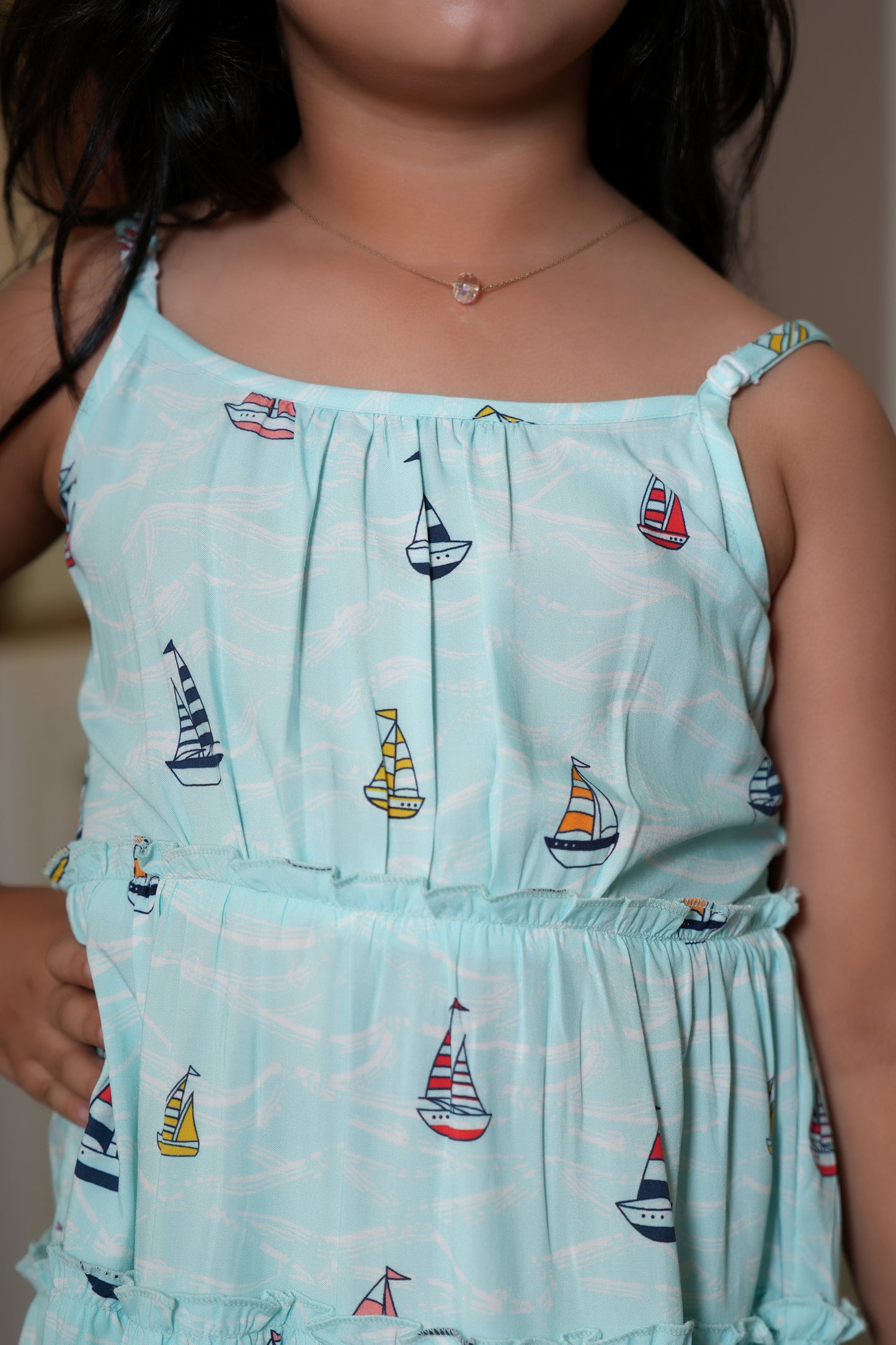 Girls Sleeveless Tropical Dress – Beach Holiday Birthday and Pool Party Wear