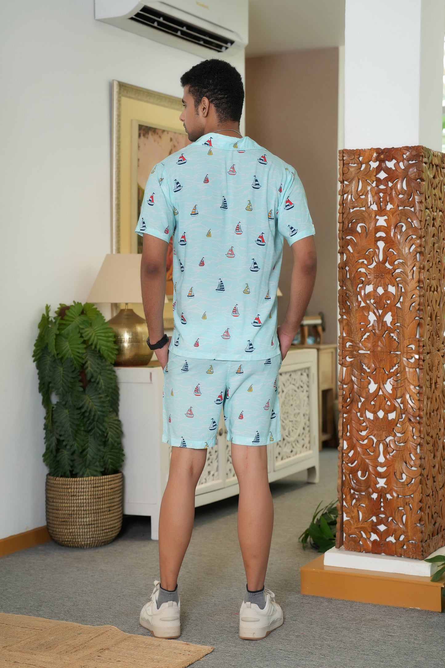Men Co Ord Set – Tropical Shirt and Shorts for Beach Holiday and Pool Party