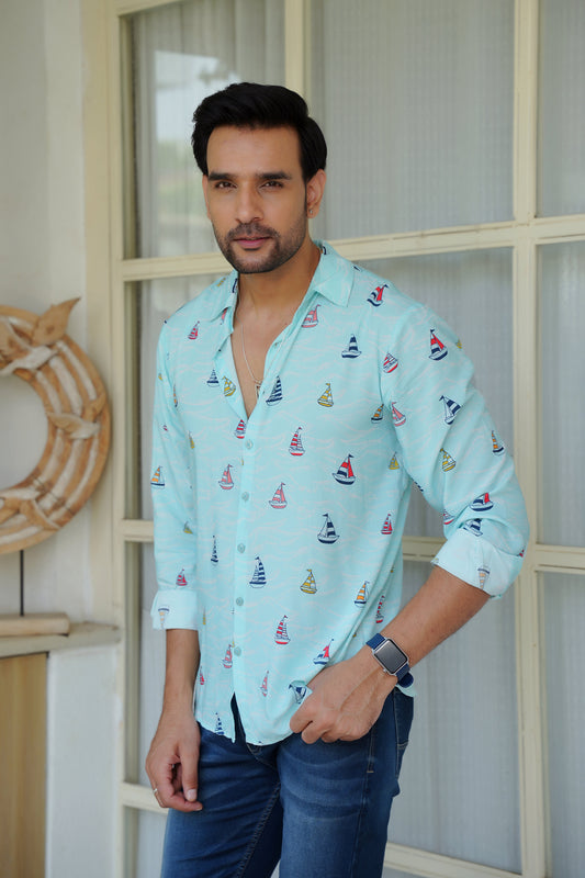 Men Full Sleeve Shirt – Romantic Resort Wear for Dinner Honeymoon and Vacation