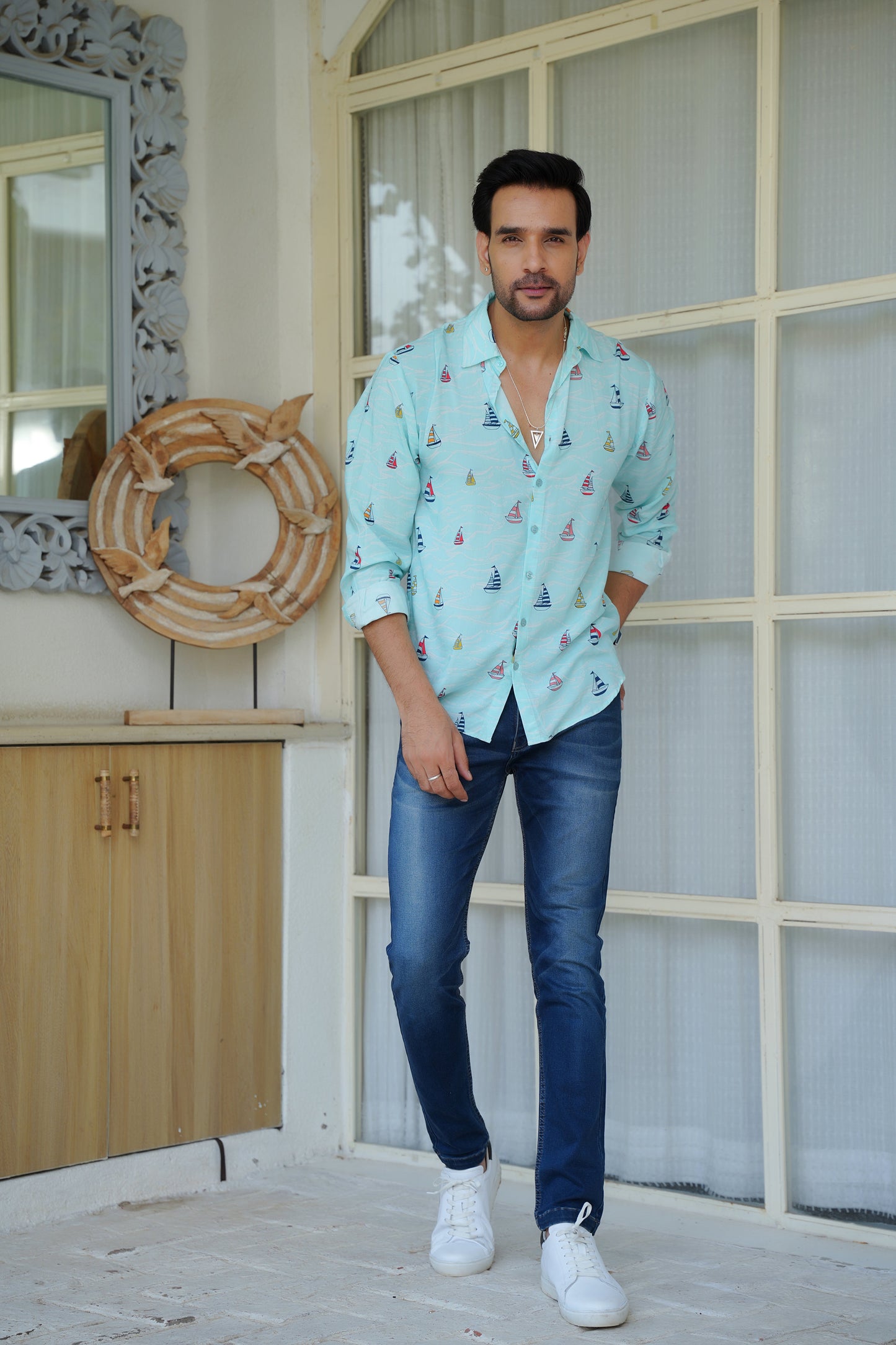 Men Full Sleeve Shirt – Romantic Resort Wear for Dinner Honeymoon and Vacation