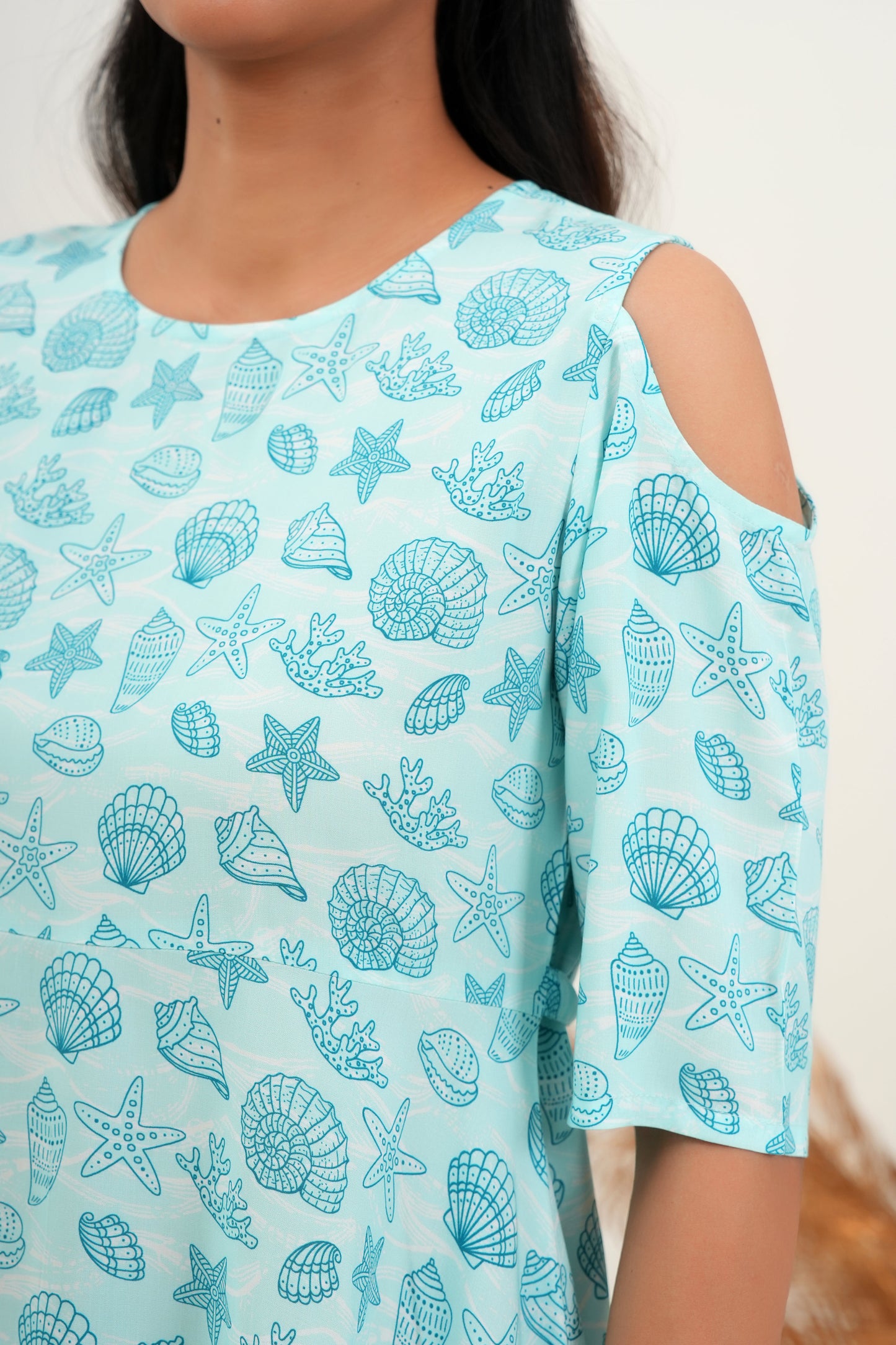 Midi A-Line Dress for Women – Tropical Print Resort Wear