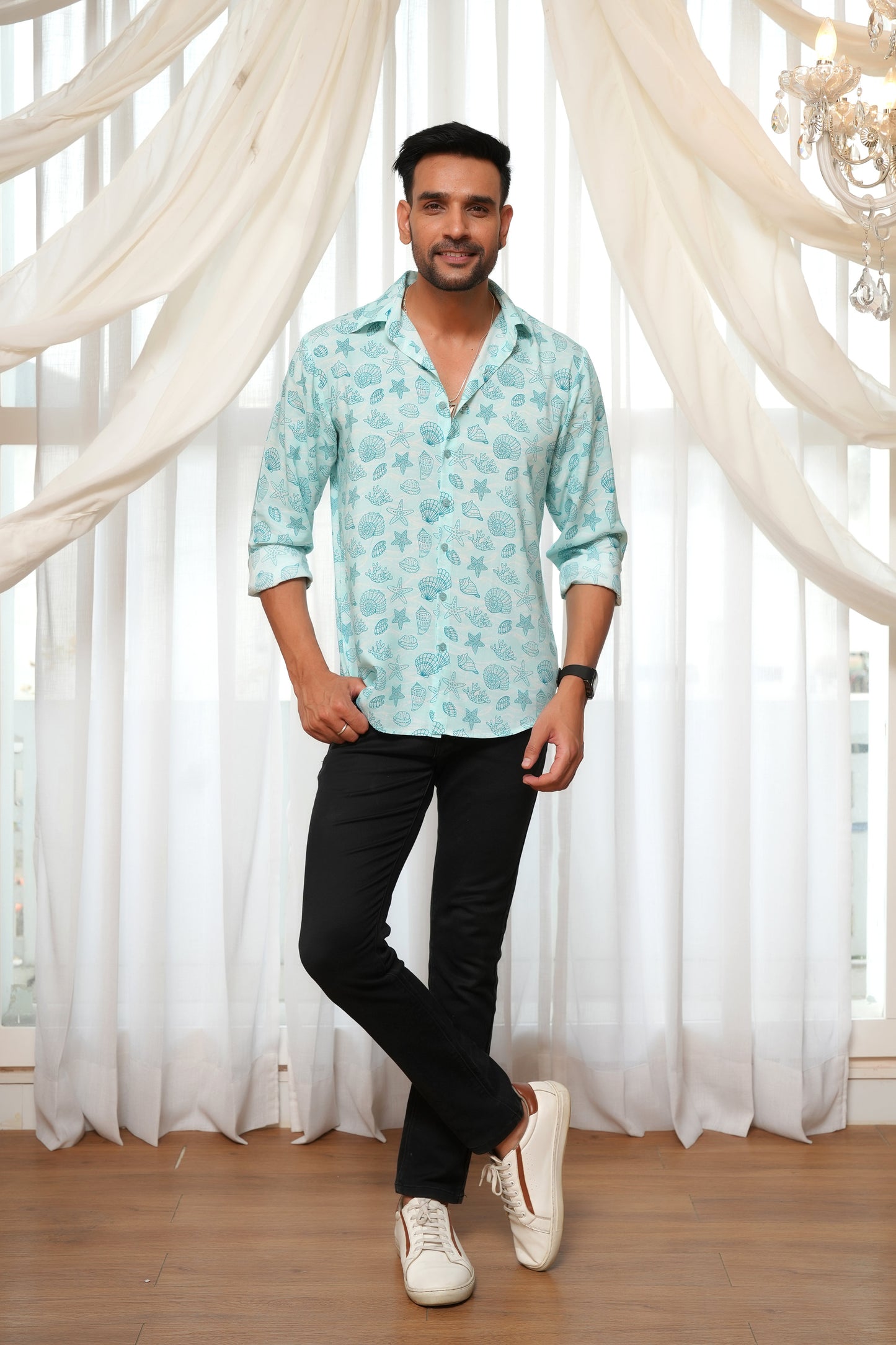 Men’s Full Sleeve Resort Shirt – Breathable Tropical Viscose