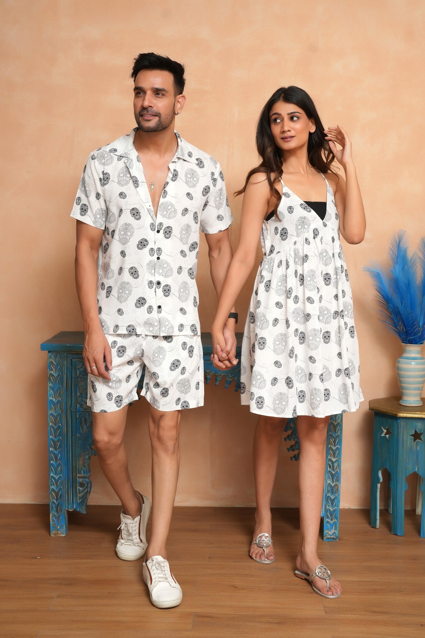 Printed Couple Matching Outfits – Breathable Vacation Sets