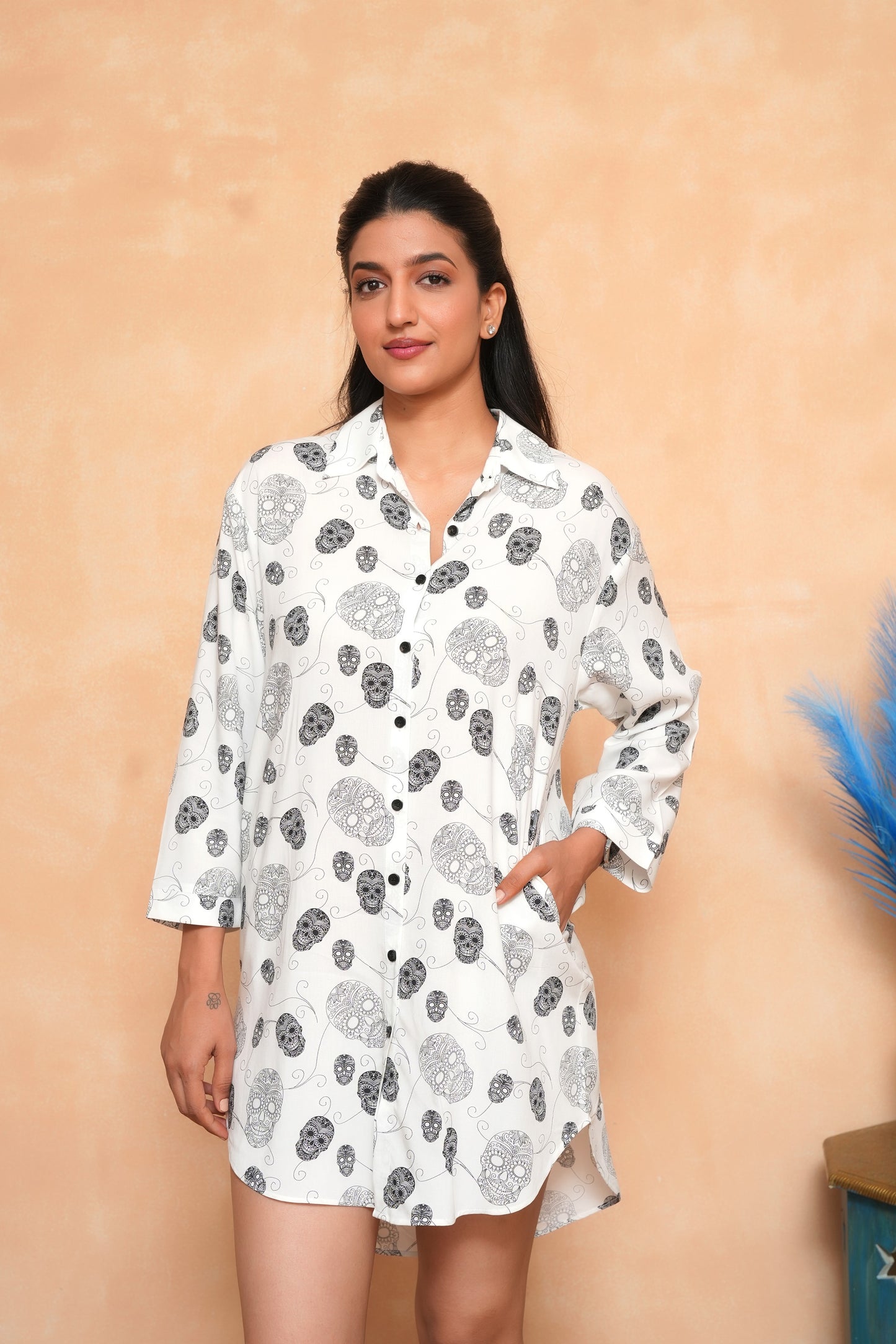 Full Sleeve Long Shirt Dress for Women – Elegant Cruise Wear