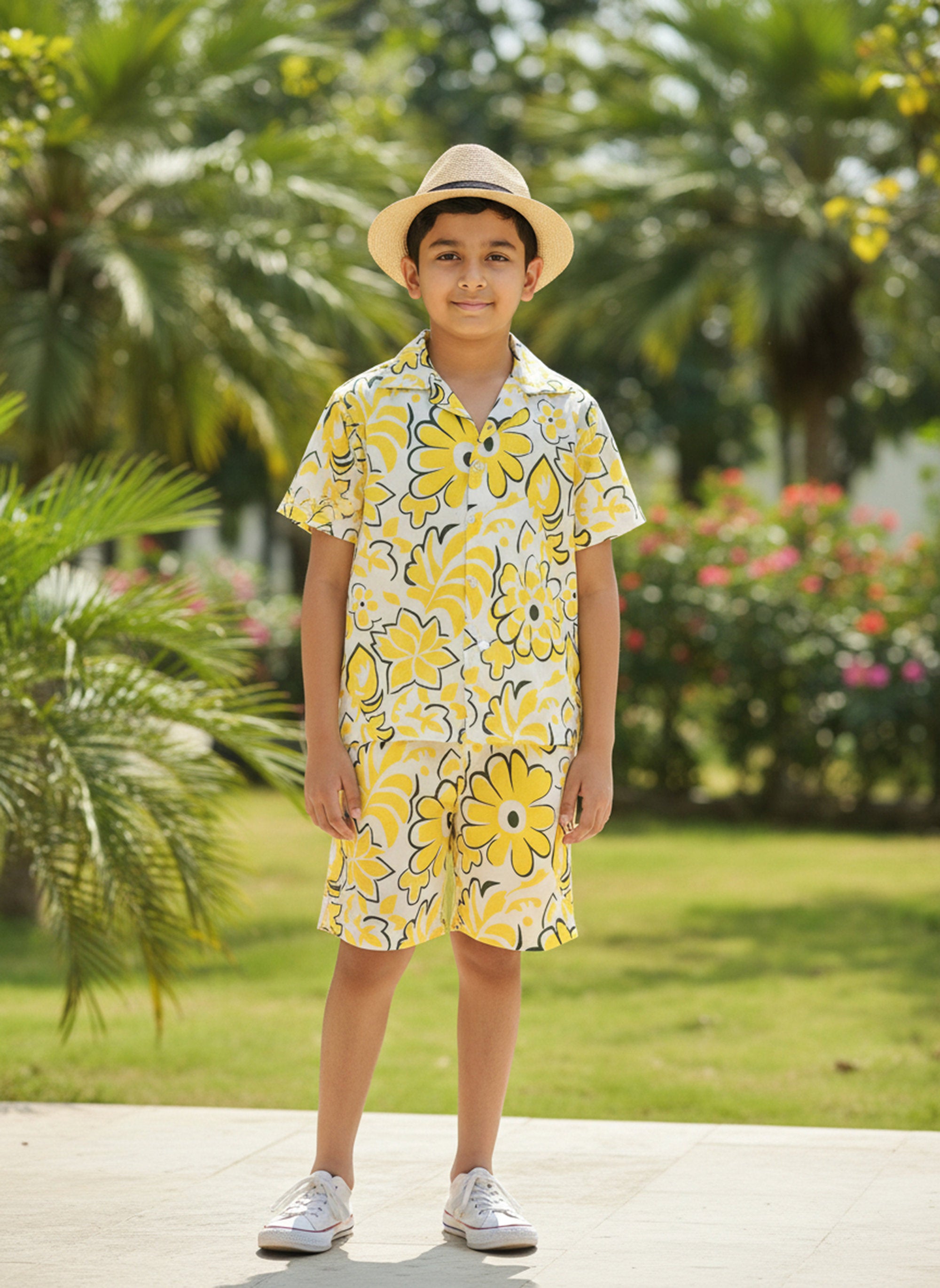 Boys Beach Co-Ord Set – Tropical Shirt & Shorts Vacation Outfit for Pool Party Birthday Goa Trip & Resort Holiday