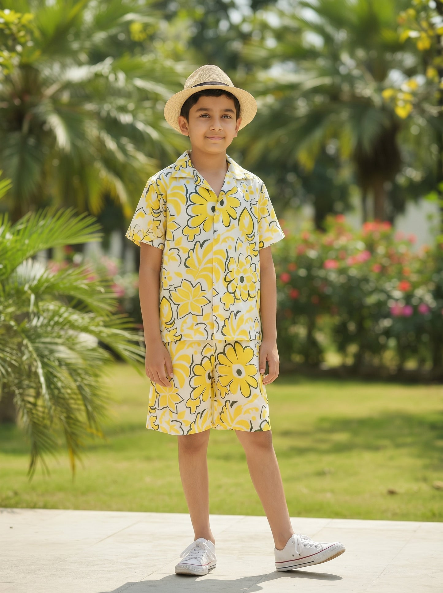Boys Beach Co-Ord Set – Tropical Shirt & Shorts Vacation Outfit for Pool Party Birthday Goa Trip & Resort Holiday