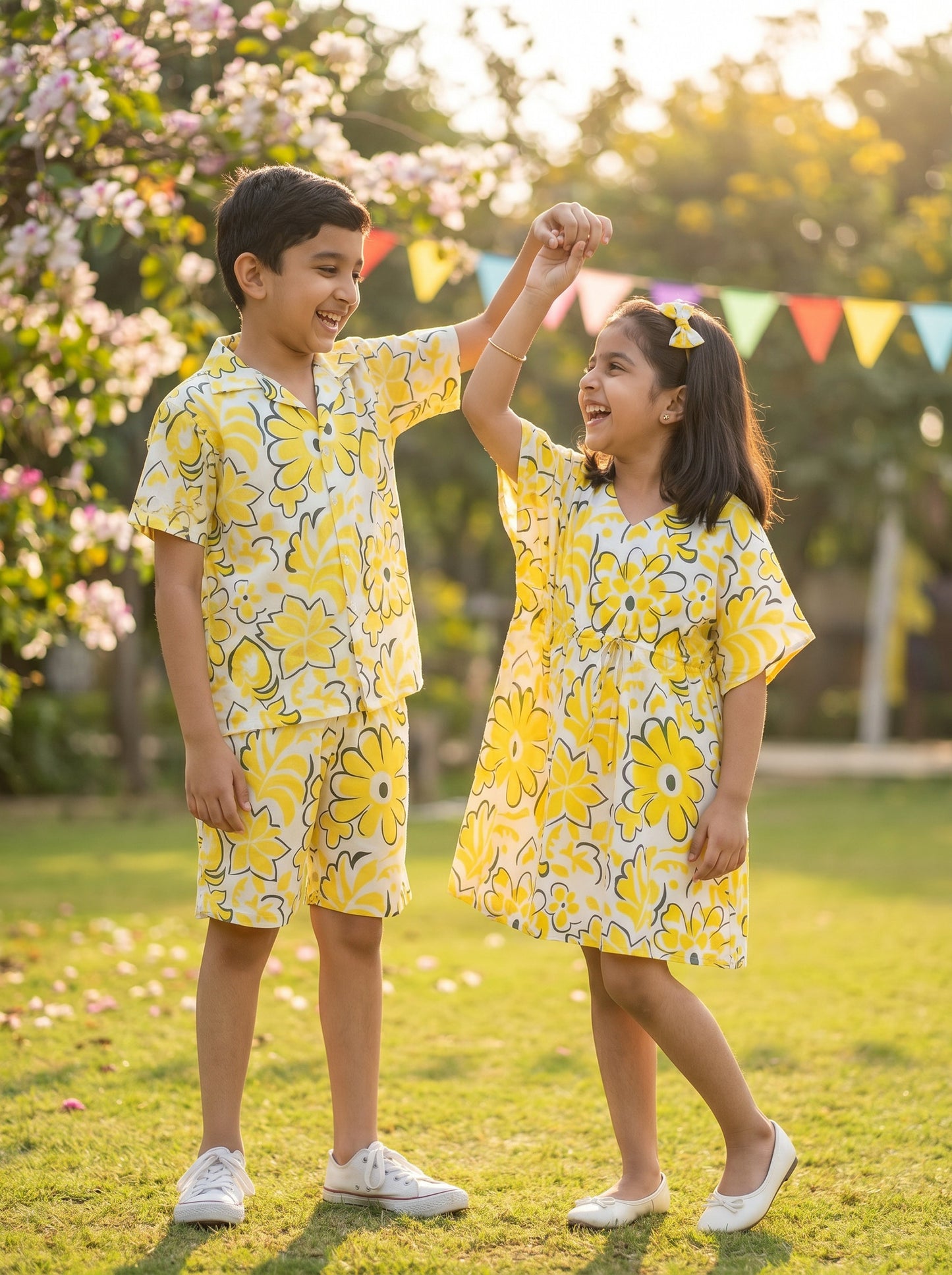 Brother Sister Matching Beach Outfits – Kids Tropical Resort Wear for Family Vacation Birthday & Holiday Photoshoot
