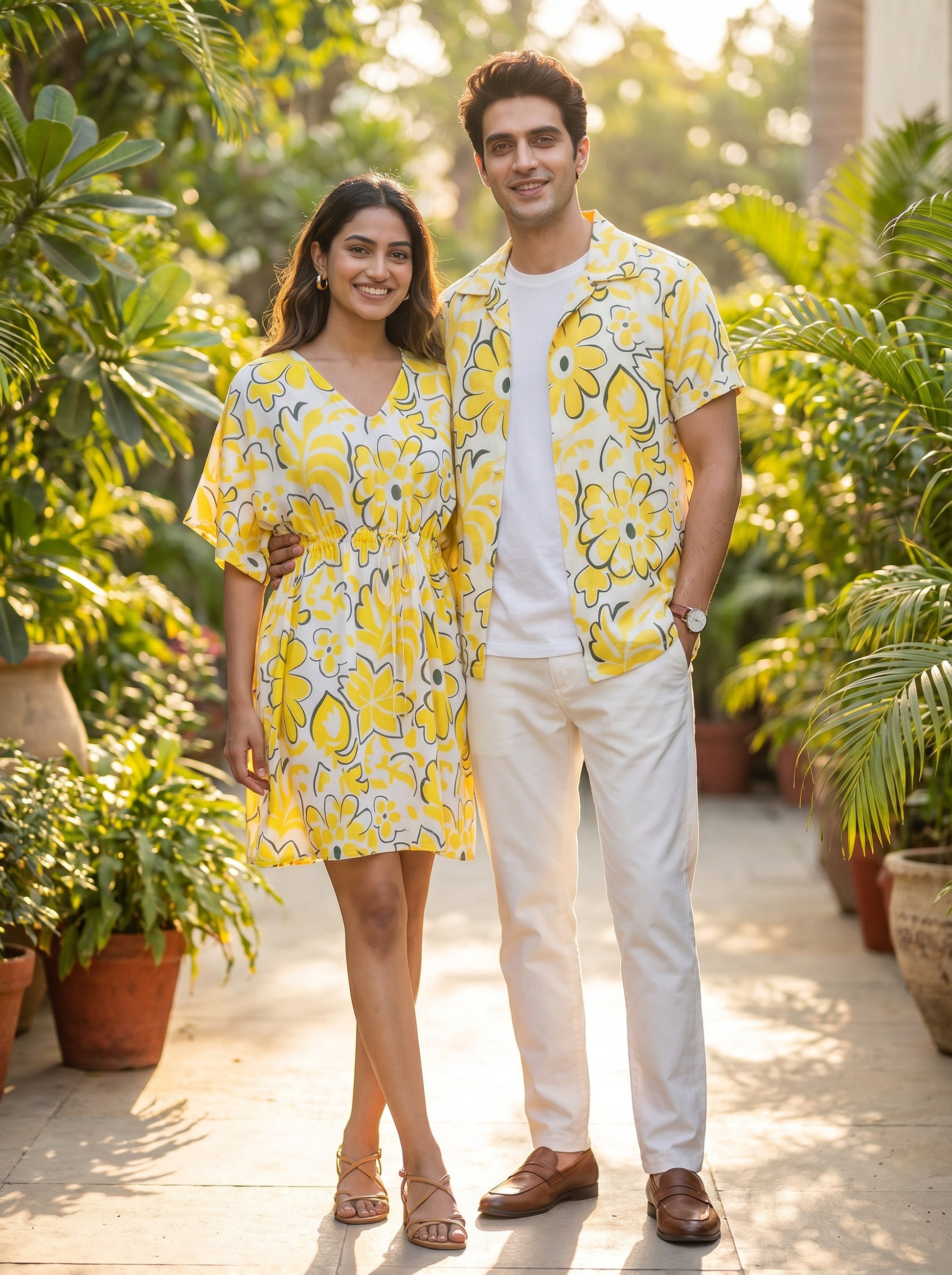 Couple Twinning Beach Outfit – Matching Shirt & Dress for Vacation Party Beach Photoshoot Birthday Dinner & Getaway – TheStylore