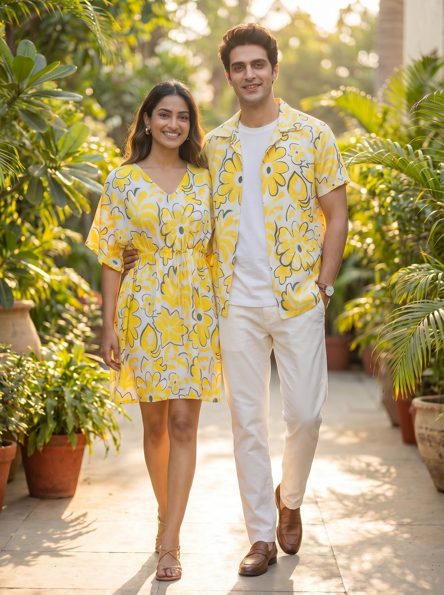 Couple Twinning Beach Outfit – Matching Shirt & Dress for Vacation Party Beach Photoshoot Birthday Dinner & Getaway