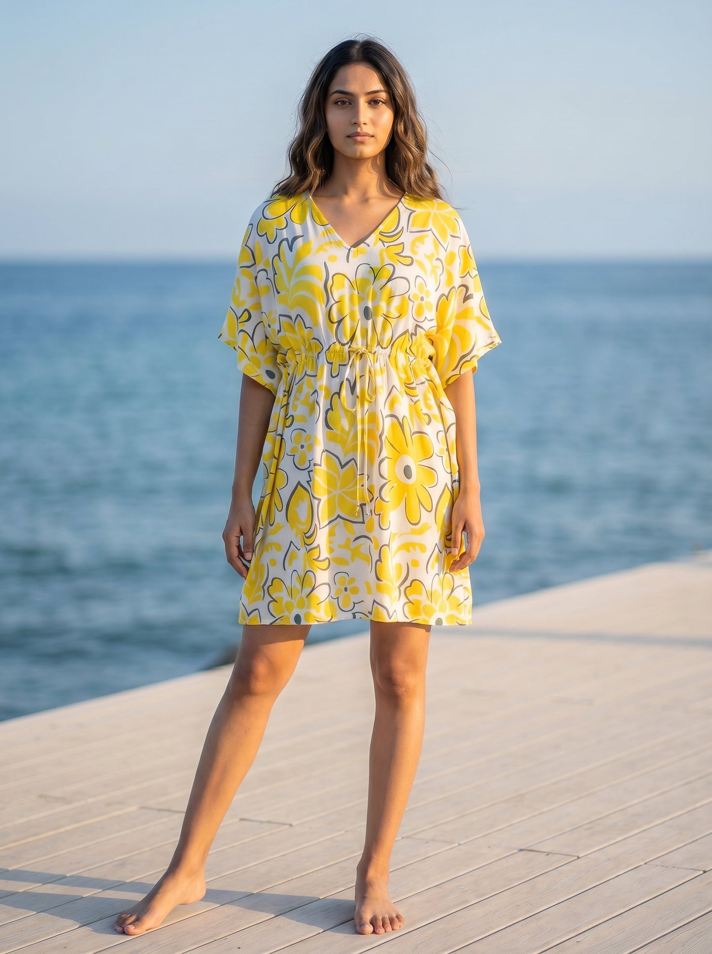 Womens Kaftan Beach Dress – Resort Wear for Honeymoon Vacation Dinner Goa Maldives & Tropical Holiday