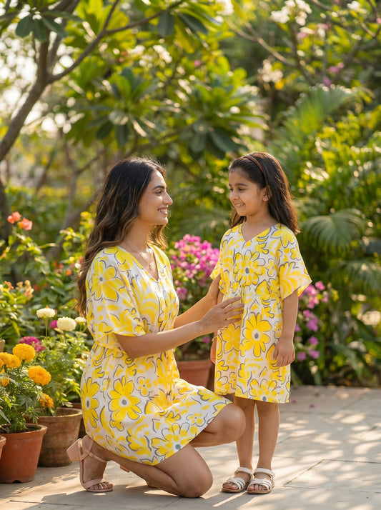Mother Daughter Matching Beach Dresses – Family Vacation Resort Wear for Birthday Holiday & Photoshoot