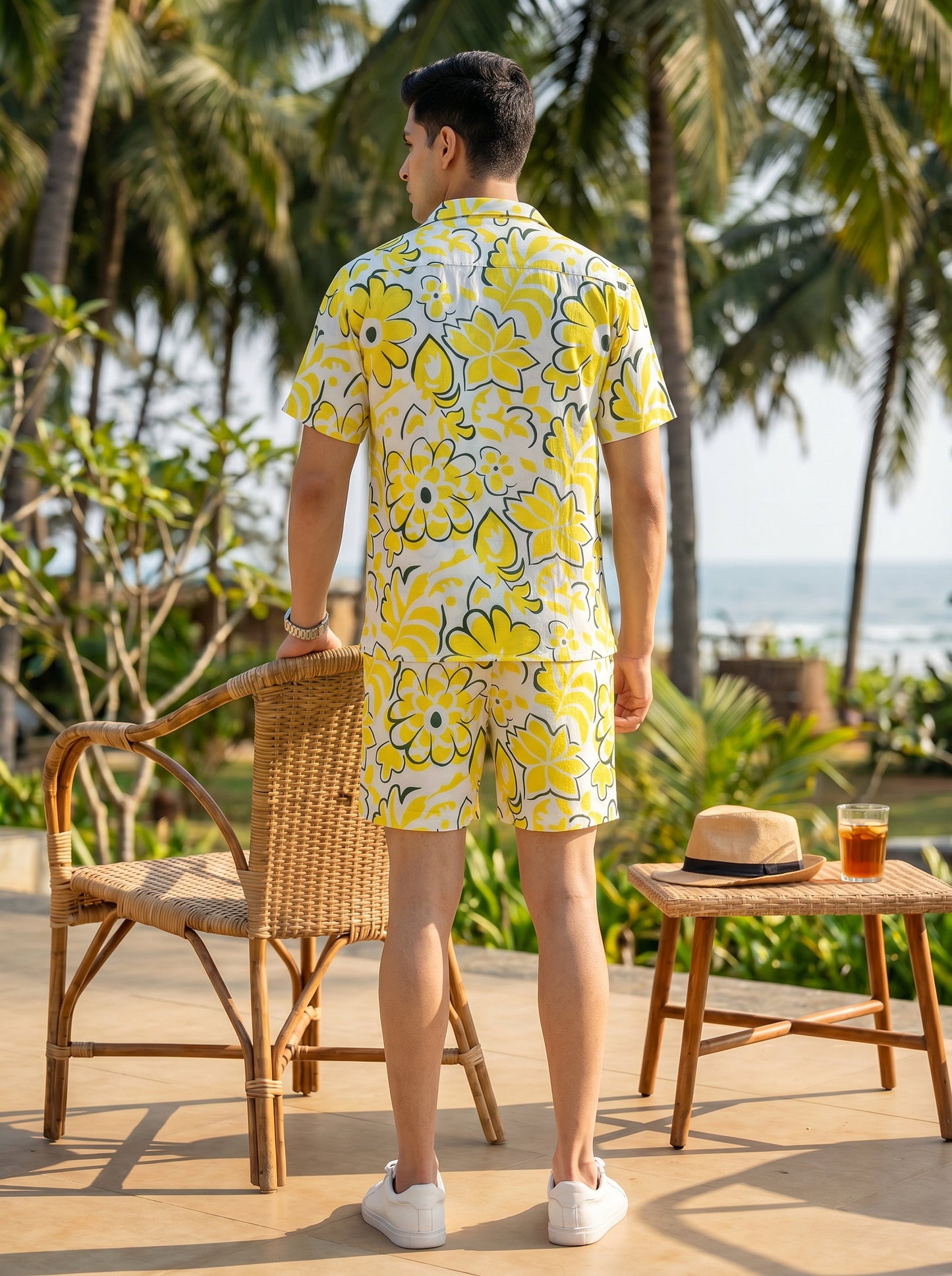 Mens Beach Co-Ord Set – Tropical Shirt & Shorts Vacation Outfit for Pool Party Resort Holiday & Goa Trip