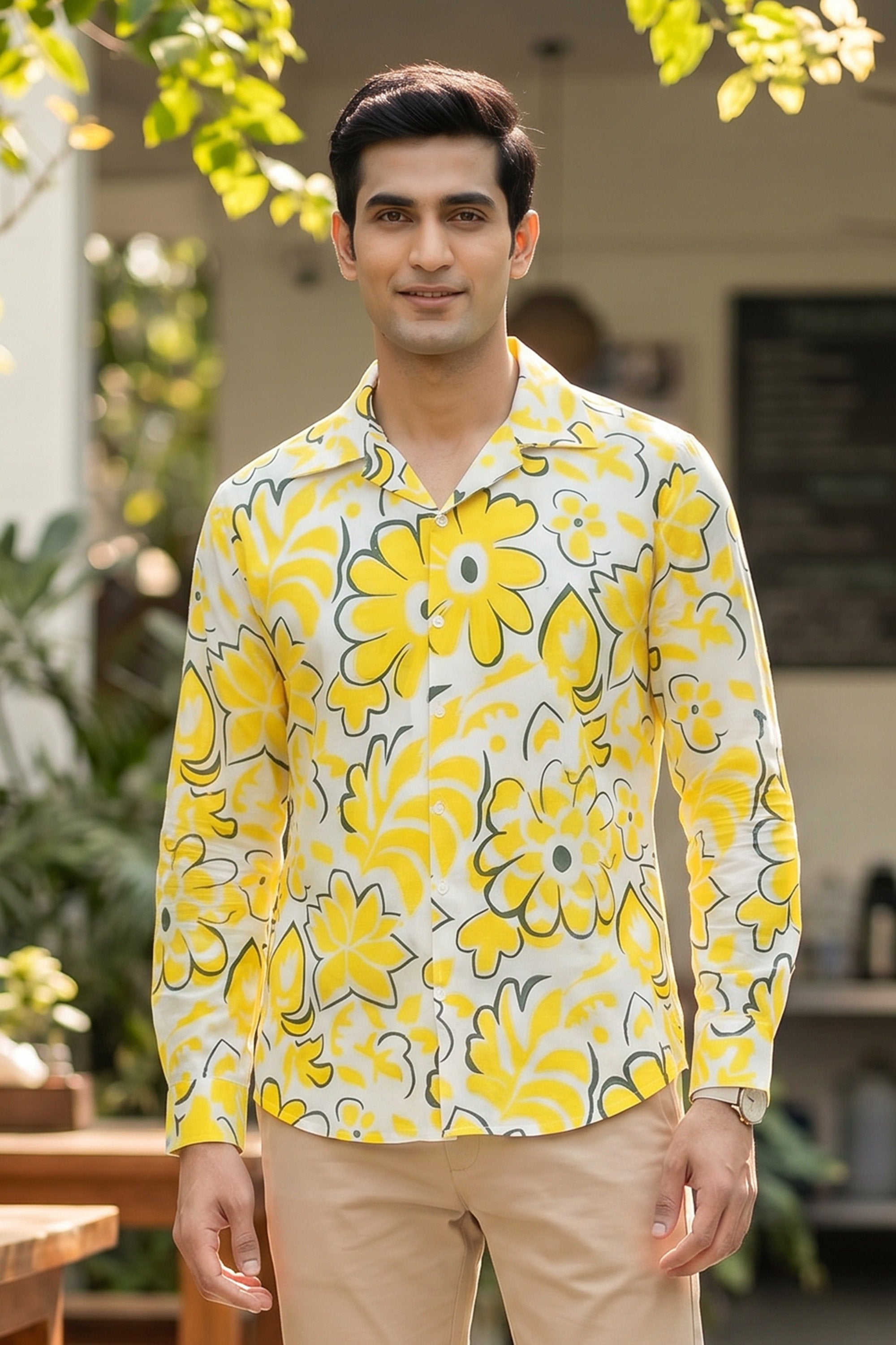 Mens Full Sleeve Resort Shirt – Vacation Dinner Pre Wedding Photoshoot Honeymoon & Party Wear