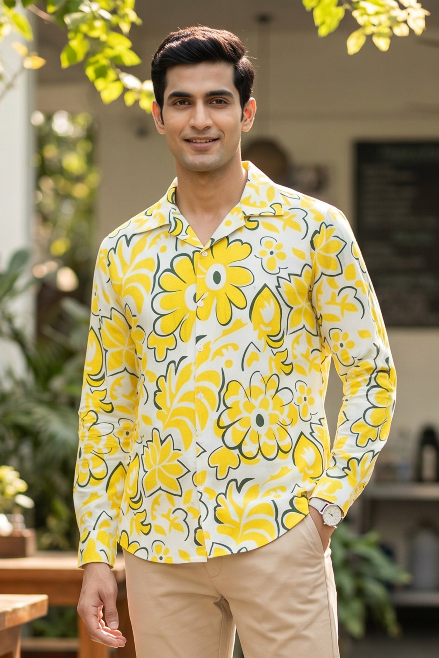 Mens Full Sleeve Resort Shirt – Vacation Dinner Pre Wedding Photoshoot Honeymoon & Party Wear