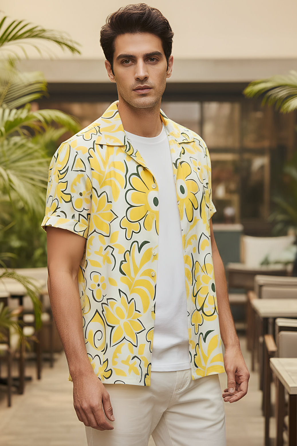 Mens Short Sleeve Beach Shirt – Pool Party Resort Holiday Vacation Wear & Tropical Travel