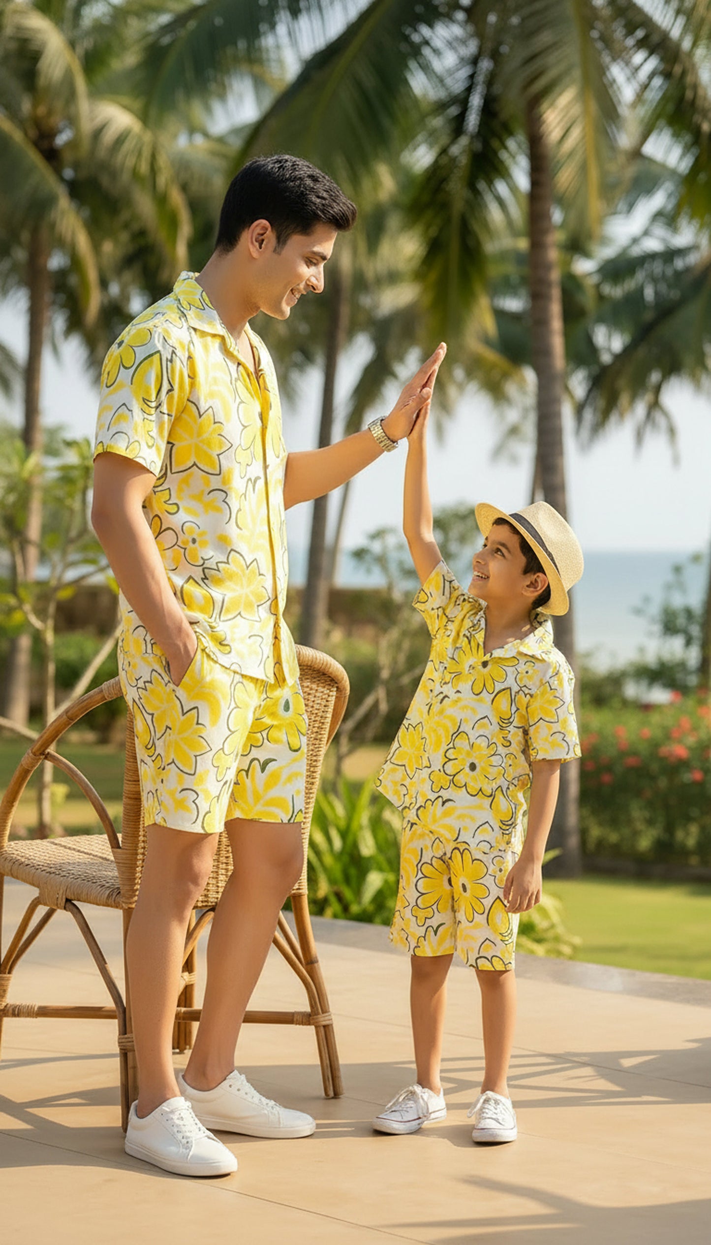 Father Son Matching Beach Co-Ord Sets – Family Vacation Resort Wear for Birthday Holiday & Photoshoot