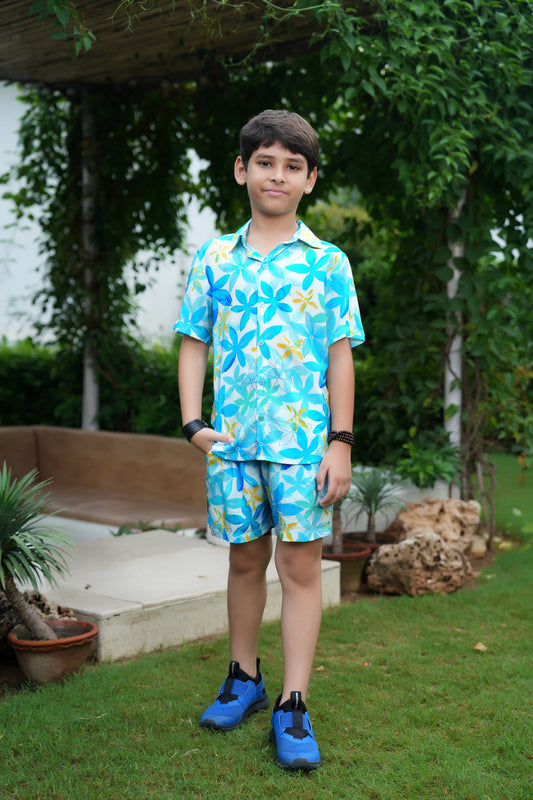 Boys Beach Co Ord Set – Shirt and Shorts Vacation Outfit