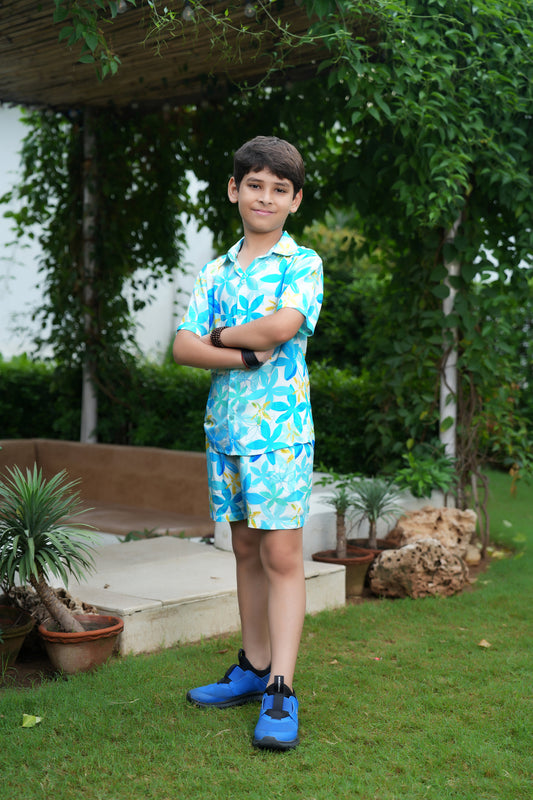 Boys Beach Co Ord Set – Shirt and Shorts Vacation Outfit